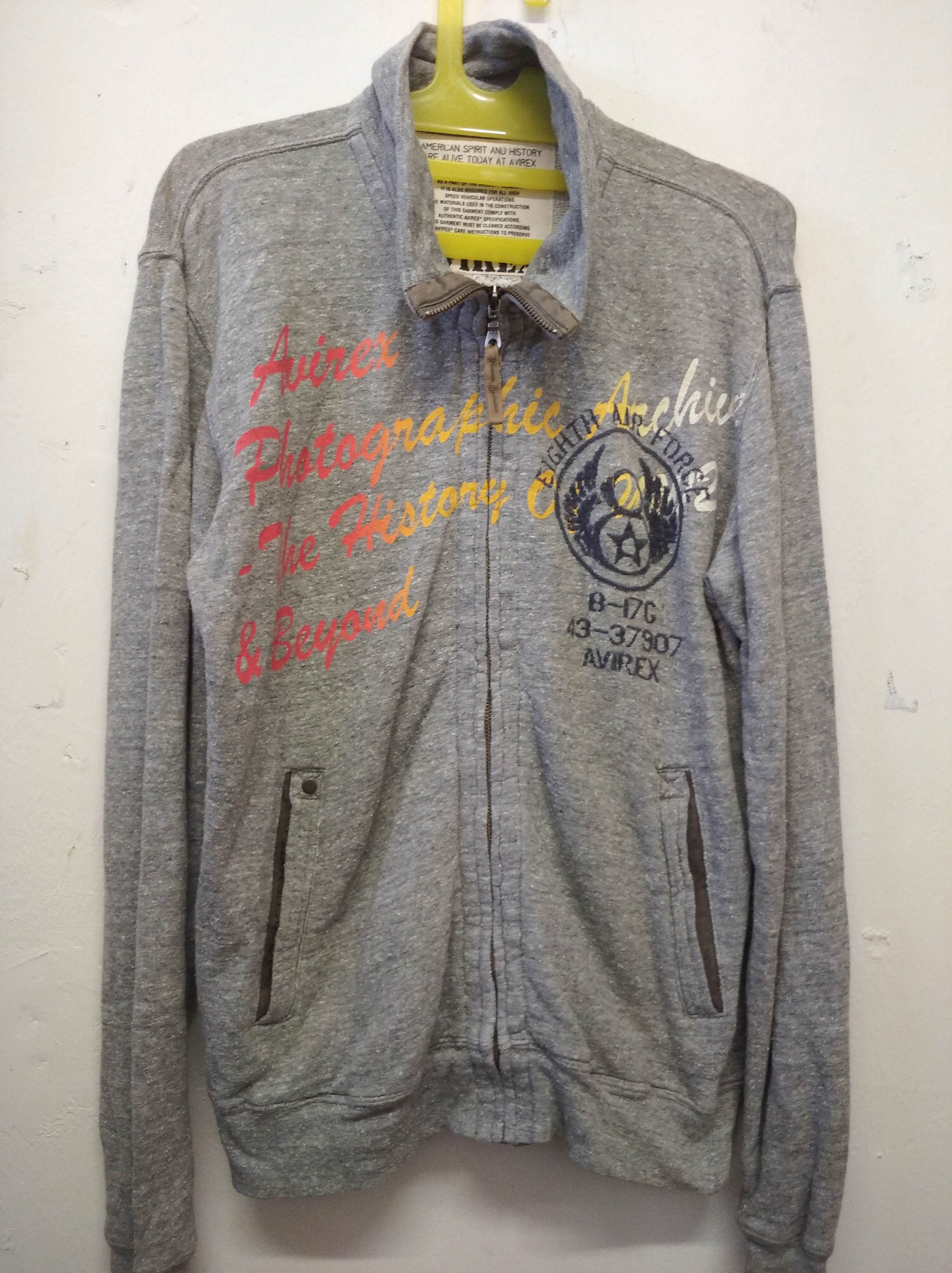 image of Avirex Airborne Military Style Zipper Sweatshirt Size M in Grey, Men's