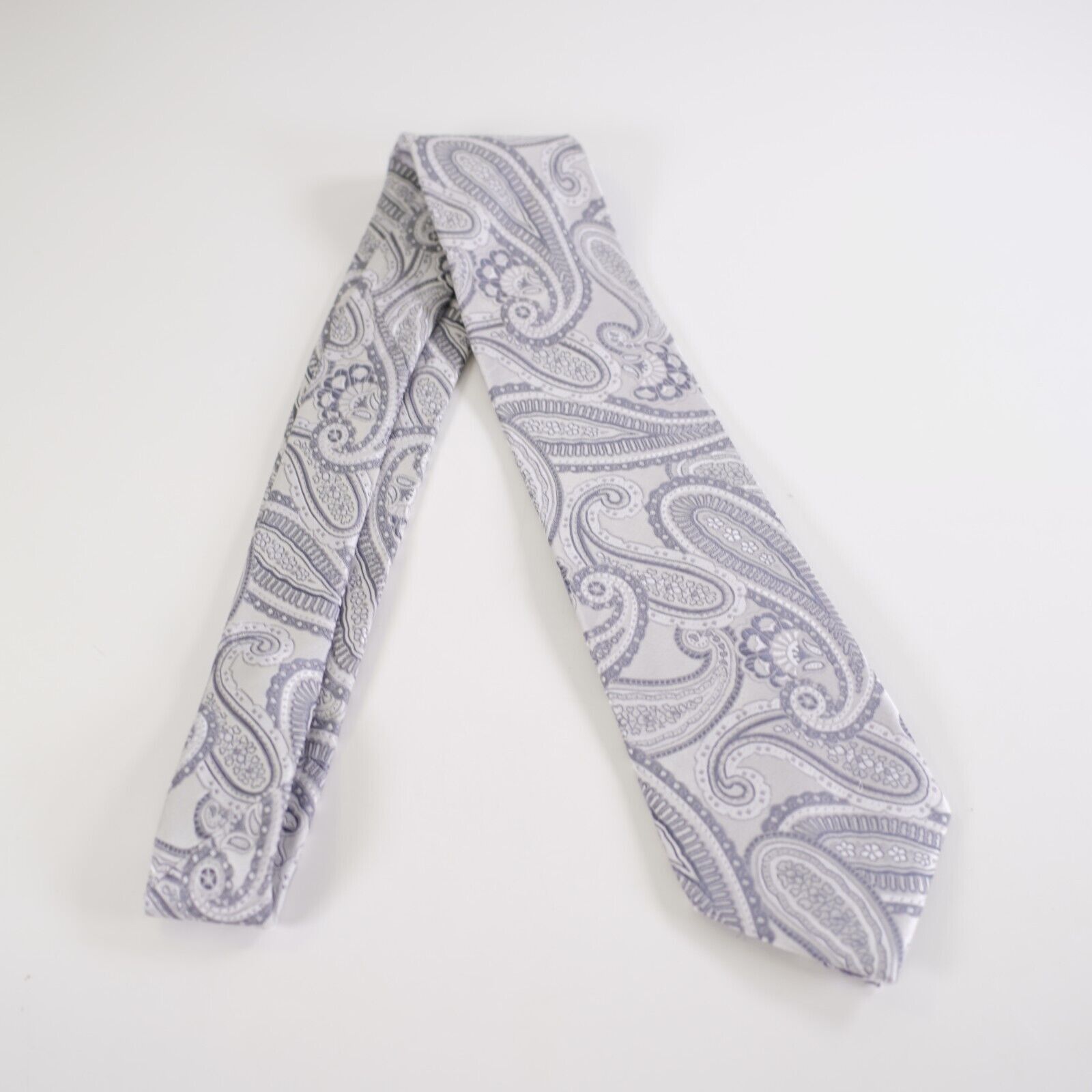 Croft & Barrow Croft & Barrow White Gray Woven Paisley Silk Tie Size ONE SIZE - 7 Thumbnail