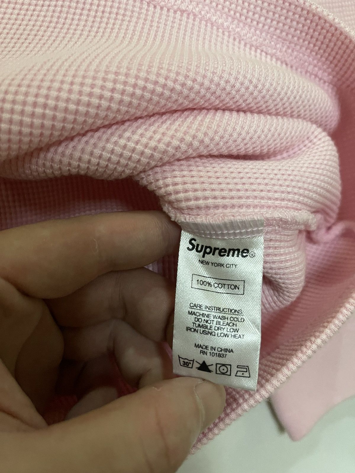 Supreme Supreme panel stripe waffle thermal pink crew Size US L / EU 52-54 / 3 - 4 Thumbnail