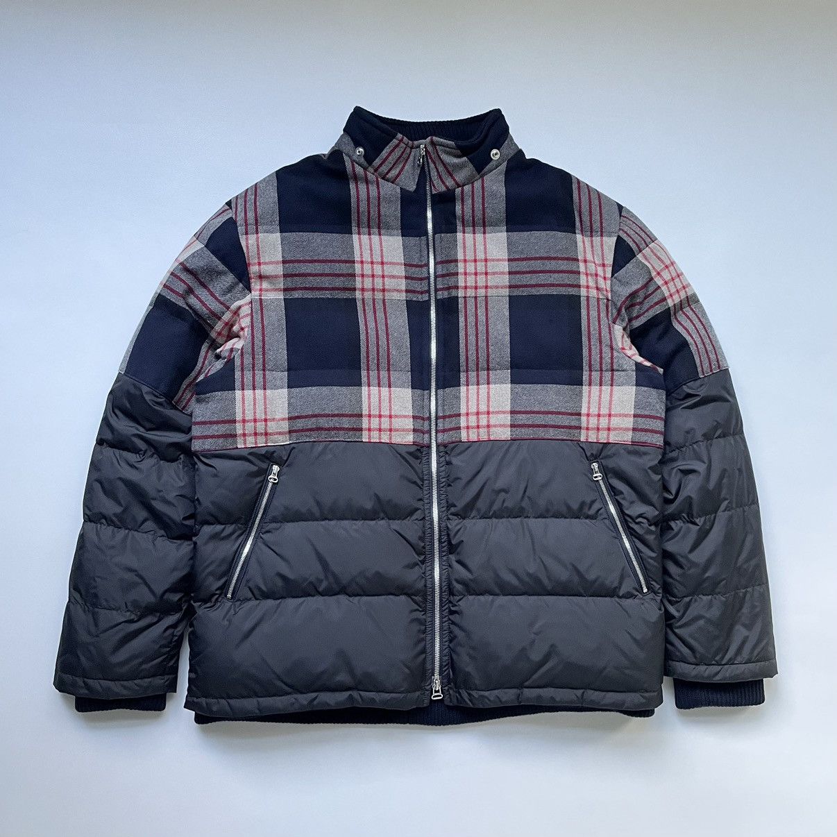 Pre-owned Marni Flannel / Nylon Split Down Jacket In Dark Blue