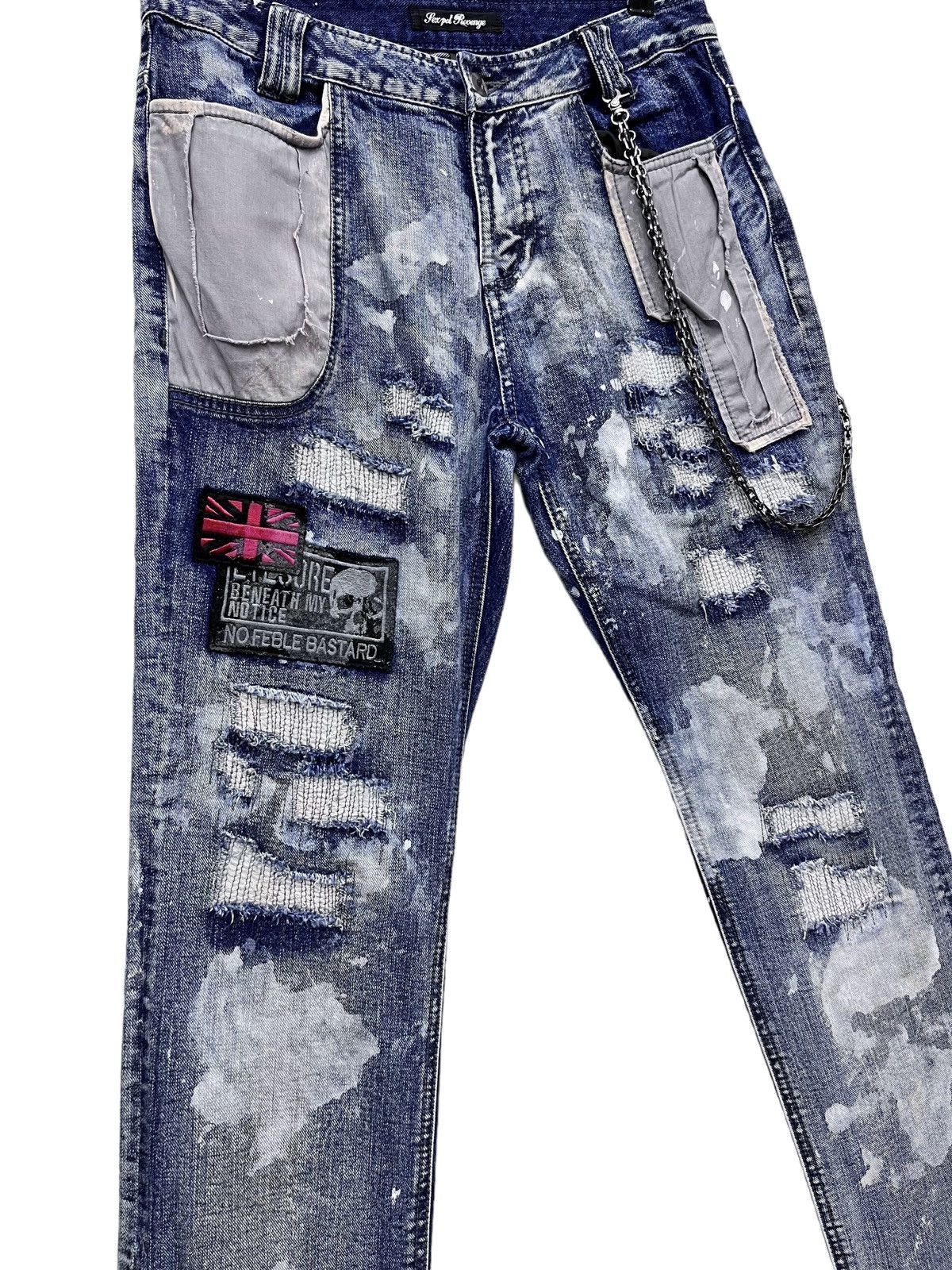 image of Fyesexpot Revenge Tokyo Thrash Punk Metal Distressed Denim in Blue, Men's (Size 31)