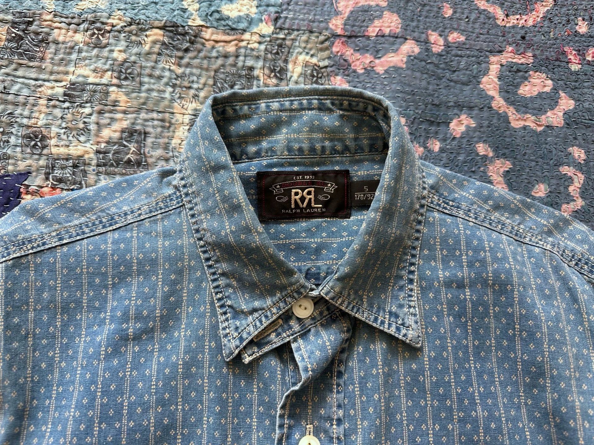 RRL Ralph Lauren RRL Cat Claw Washed Indigo Distressed Shirt S Size US S / EU 44-46 / 1 - 3 Thumbnail