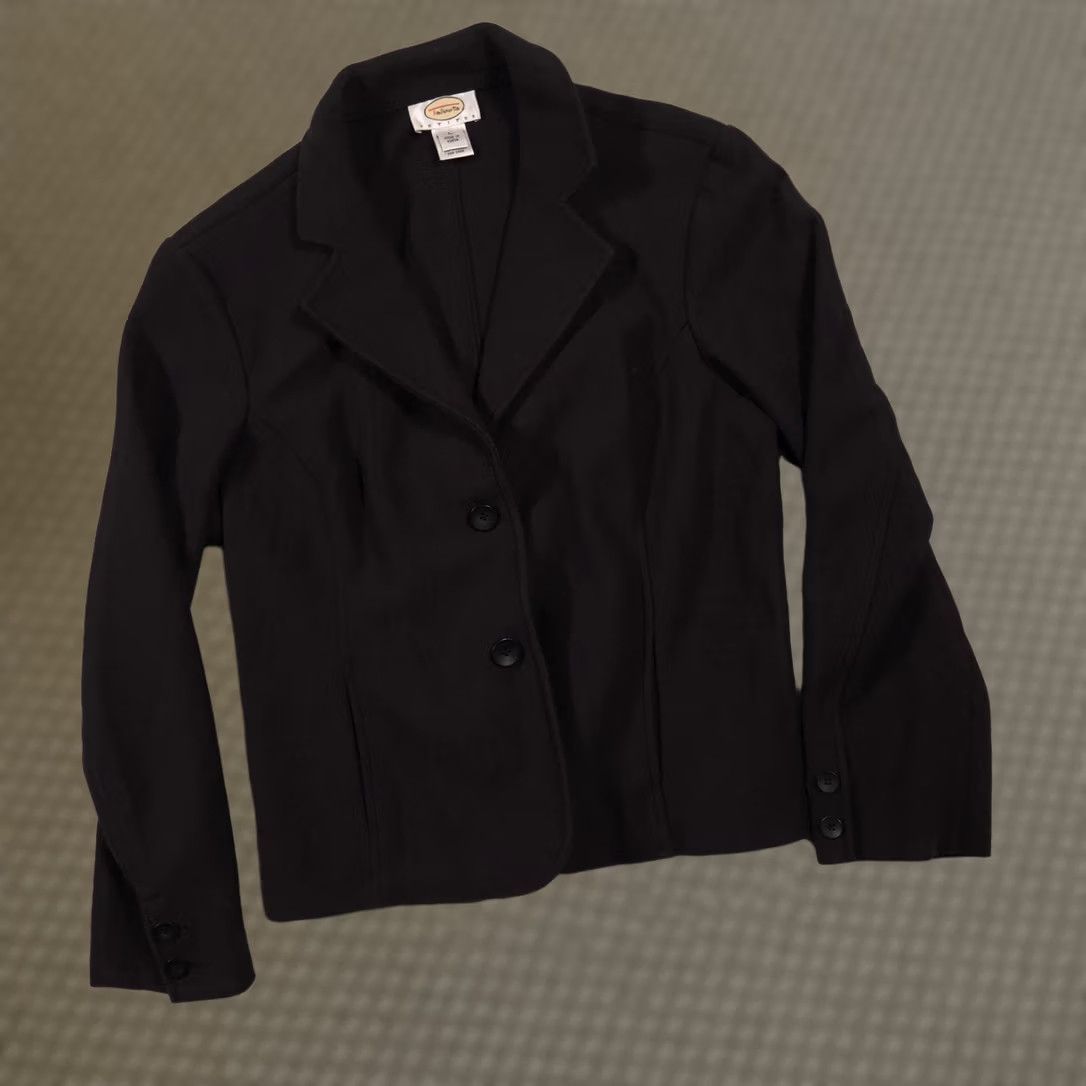 Talbots Talbots Blazer Womens Petite Large Black Two-Button Stretch Jacket Career Work shirt? Size L / US 10 / IT 46 - 1 Thumbnail