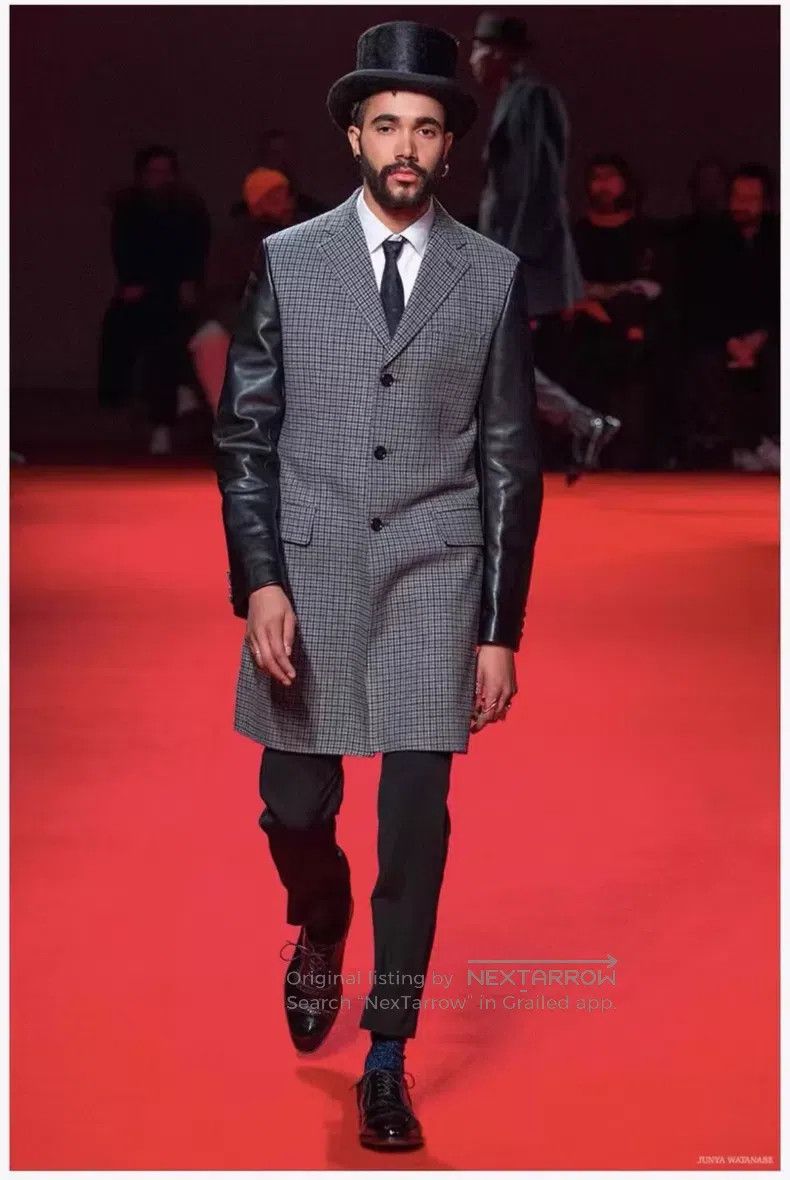 Junya Watanabe JUNYA WATANABE Houndstooth Wool Leather Sleeve Coat Size US M / EU 48-50 / 2 - 8 Thumbnail