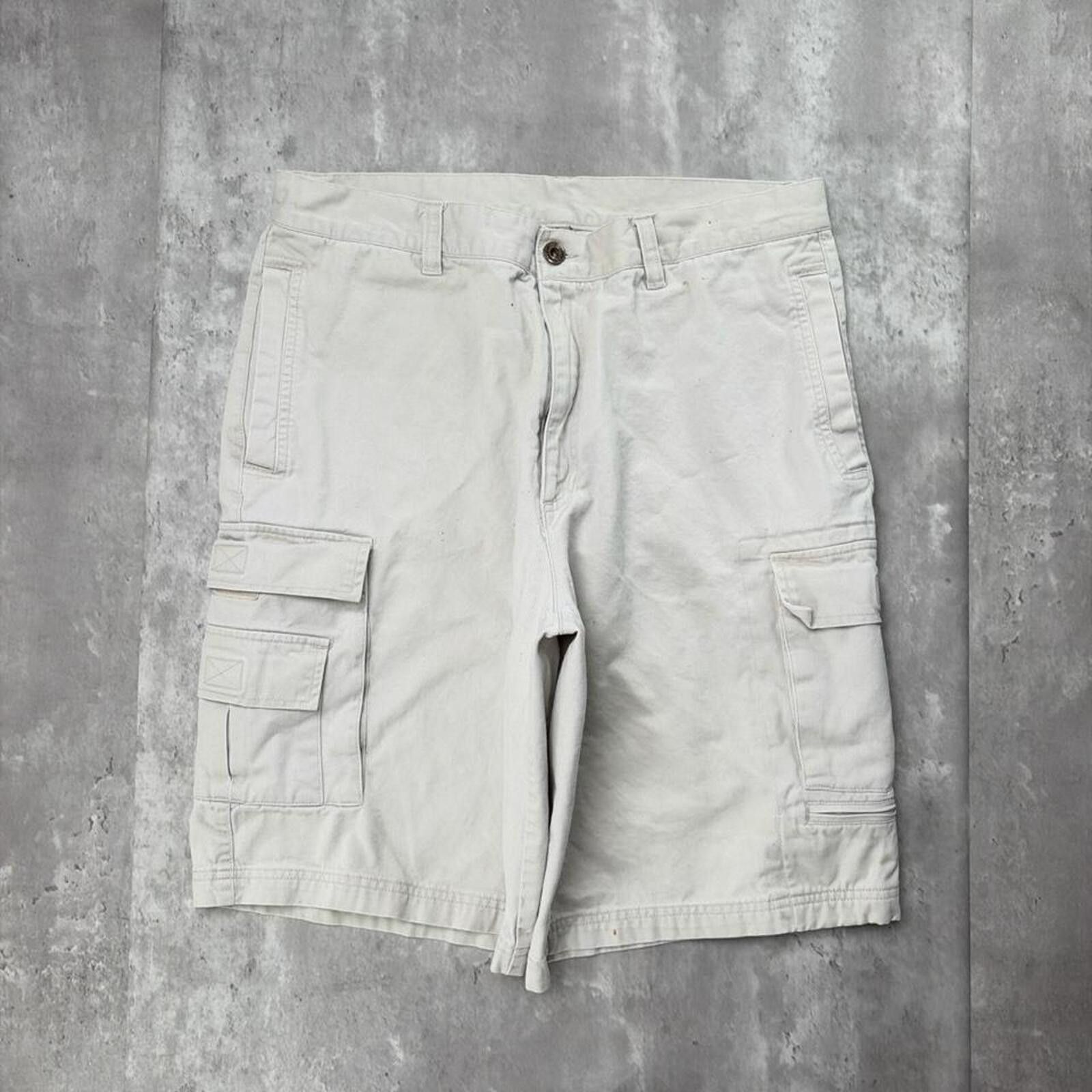 Lee Vintage Cream Lee Dungarees Grunge Baggy Cargo Shorts Size US 33 - 2 Thumbnail