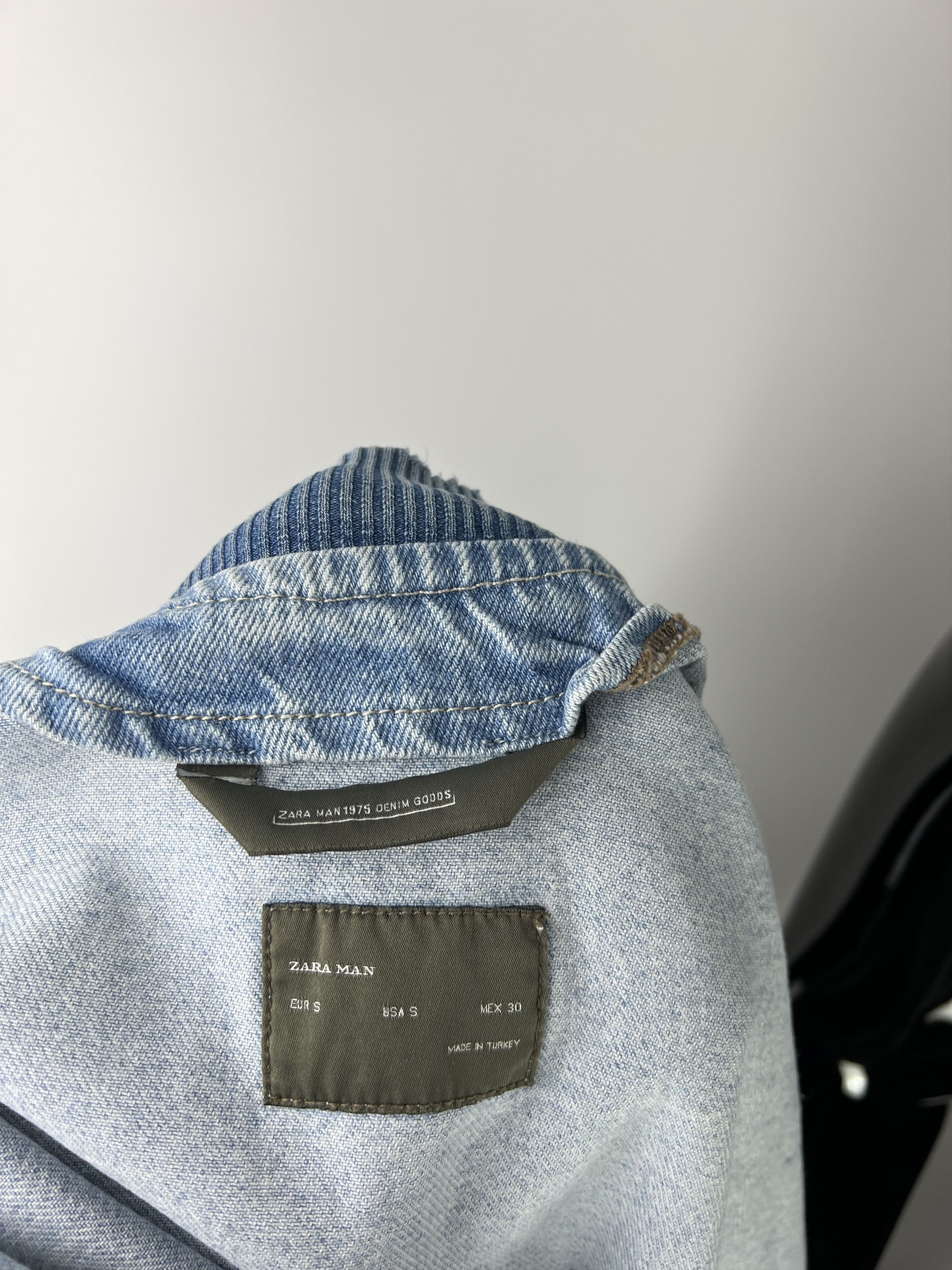 Zara Zara Man Denim Bomber Jacket Distressed Light Blue Size S Size US S / EU 44-46 / 1 - 6 Thumbnail