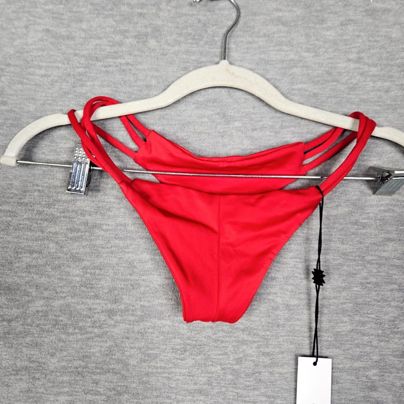 Swims MARY GRACE Swim Bottom Red Women's XS Bikini Bottom Nylon Spandex Button NEW Grace Size 26" / US 2 / IT 38 - 3 Thumbnail
