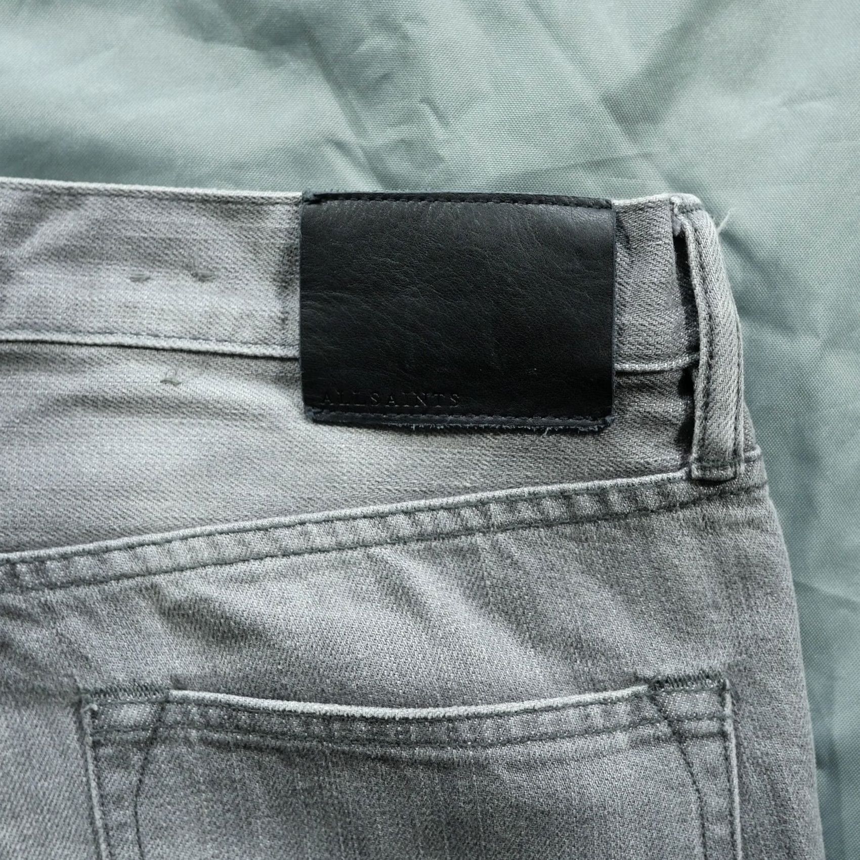 Allsaints VINTAGE All Saints Jeans Mens Slim Pistol 30x33 Light Wash Gray Skinny Distressed 5-Pocket Denim Cotton Logo Mens Size US 30 / EU 46 - 4 Thumbnail