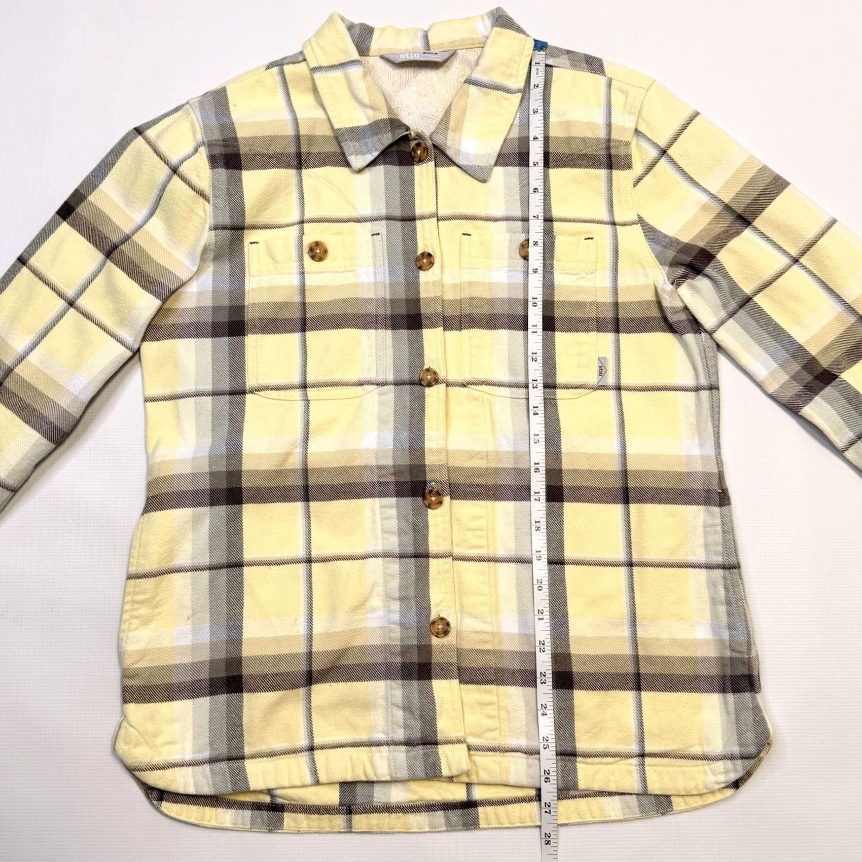 Vintage Stio Jacket Womens L Yellow Plaid Organic Cotton Flannel Lined Pockets Size L / US 10 / IT 46 - 6 Thumbnail