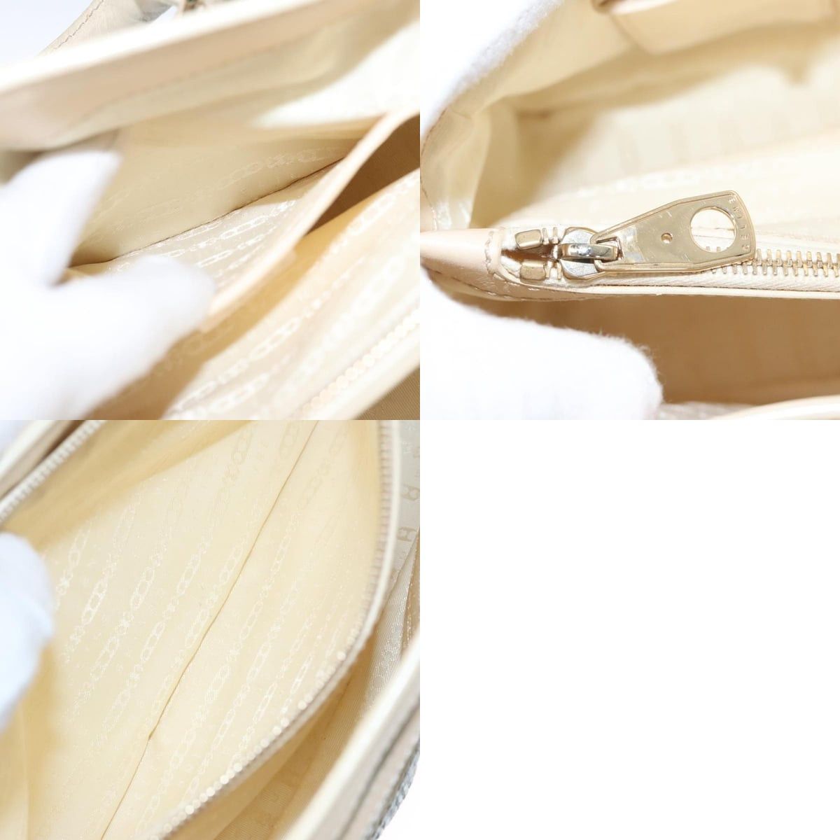 Celine CELINE Hand Bag Straw Leather Blue Cream Gold Size ONE SIZE - 13 Thumbnail