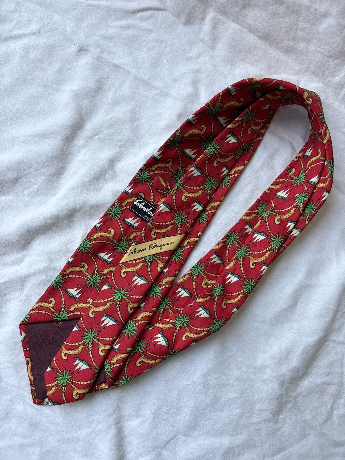 Salvatore Ferragamo Vintage Salvatore Ferragamo Silk Tie - Tropical Print Size ONE SIZE - 5 Thumbnail