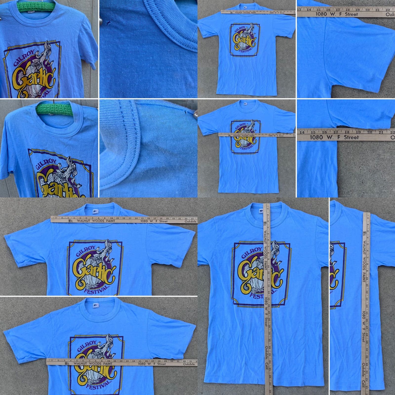 Vintage VINTAGE Gilroy Garlic Festival DG Sportswear Shirt Unisex L Blue 1980s Graphic Tee Made in USA Size US L / EU 52-54 / 3 - 8 Thumbnail