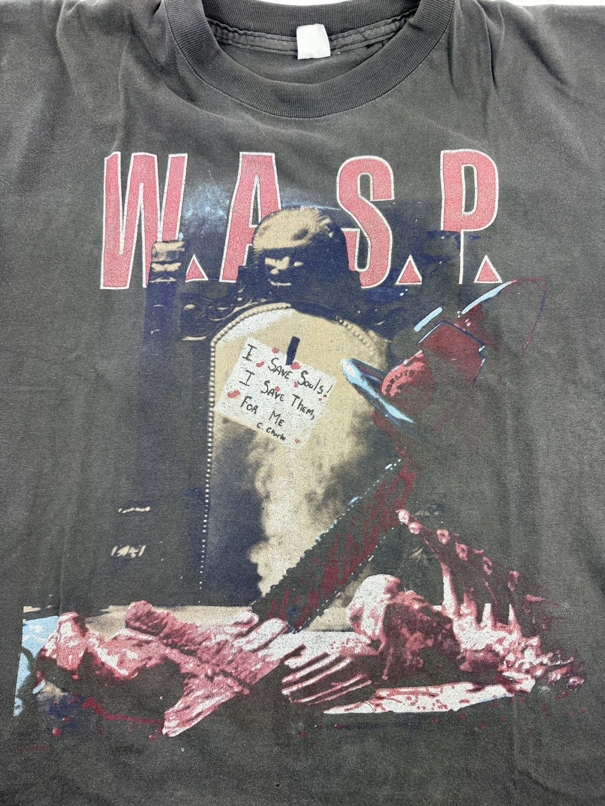 Vintage W.A.S.P. I AM CHAINSAW CHARLIE VINTAGE T-SHIRT Size US XL / EU 56 / 4 - 5 Thumbnail
