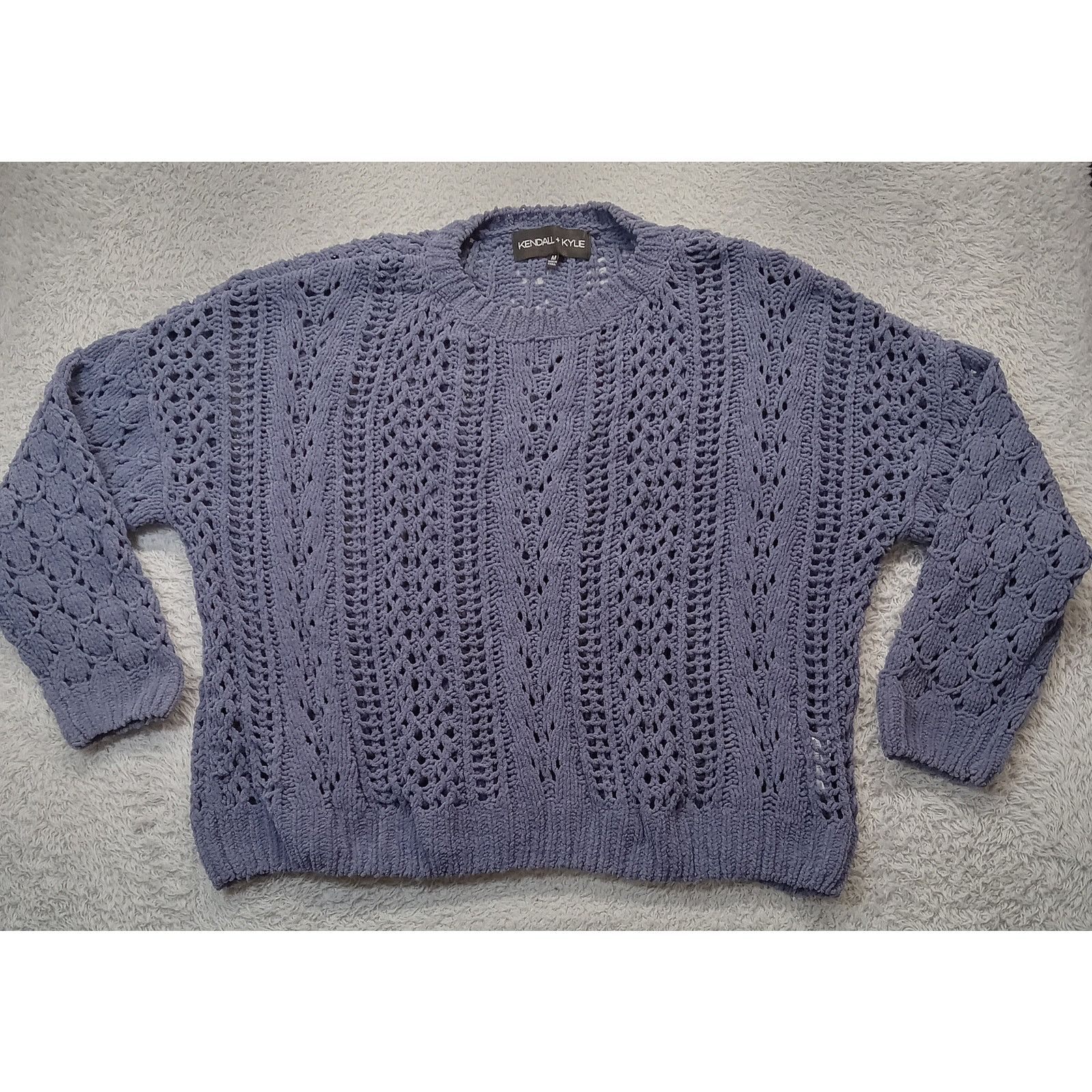 Kendall And Kylie Kendall + Kylie Chunky Crop Sweater M Open Knit Blue Size M / US 6-8 / IT 42-44 - 1 Thumbnail