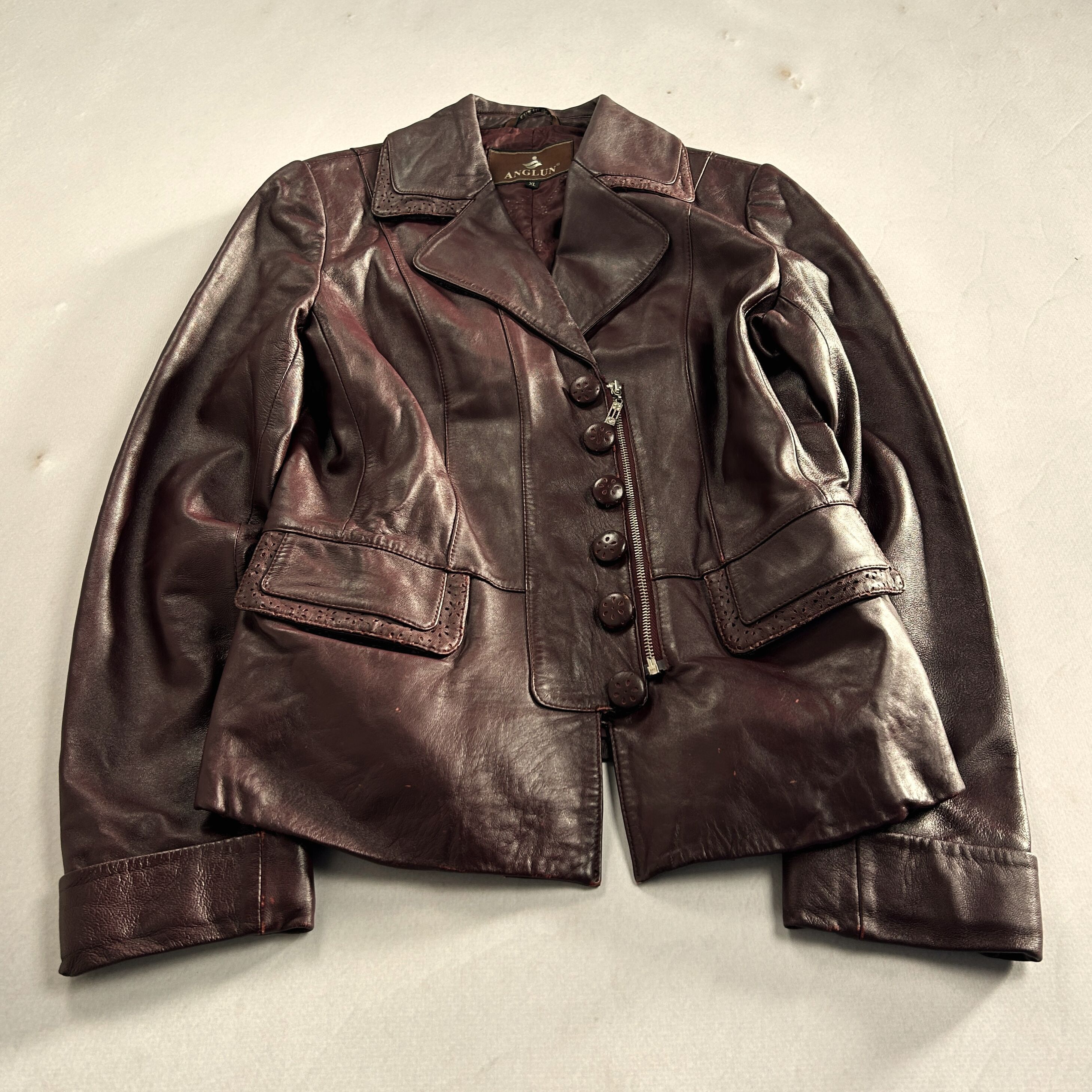 Vintage Y2K Fitted Leather Jacket Brown Tailored Minimal Blazer Size US S / EU 44-46 / 1 - 3 Thumbnail