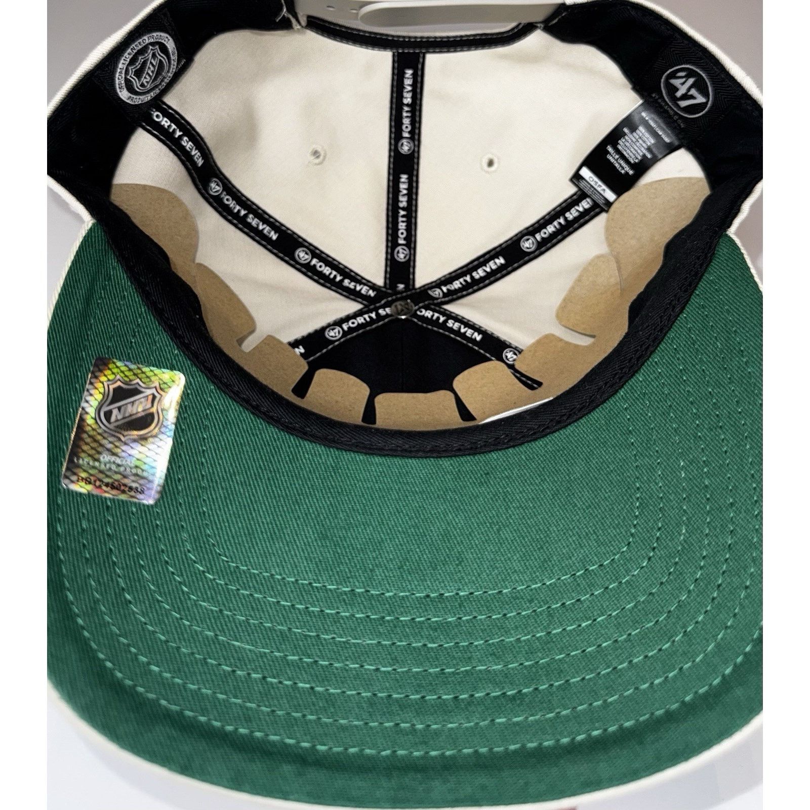 47 Brand 47 Anaheim Ducks Captain Hat Cream Green NHL Adjustable Cap Size ONE SIZE - 4 Thumbnail