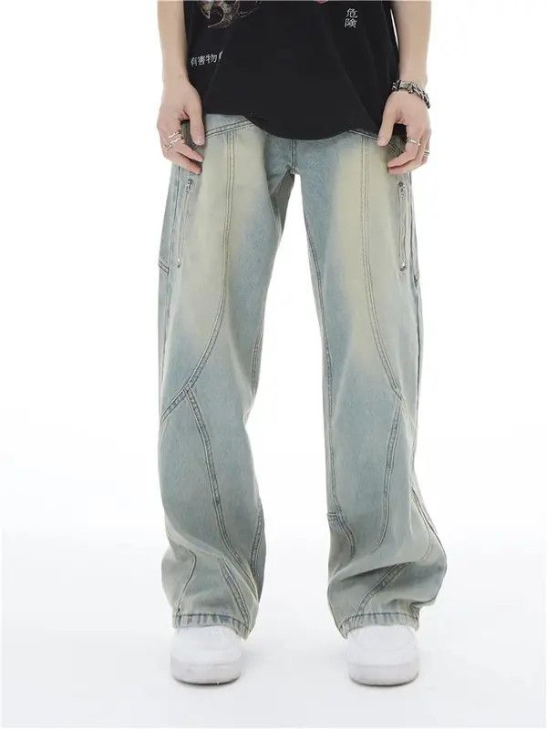 Jean Y2K Topstitched Straight-leg Jeans Size US 28 / EU 44 - 1 Thumbnail