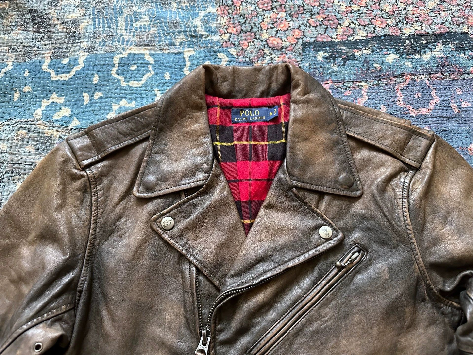 RRL Ralph Lauren RRL Biker Zip-Up Distressed Leather Jacket M Size US M / EU 48-50 / 2 - 3 Thumbnail