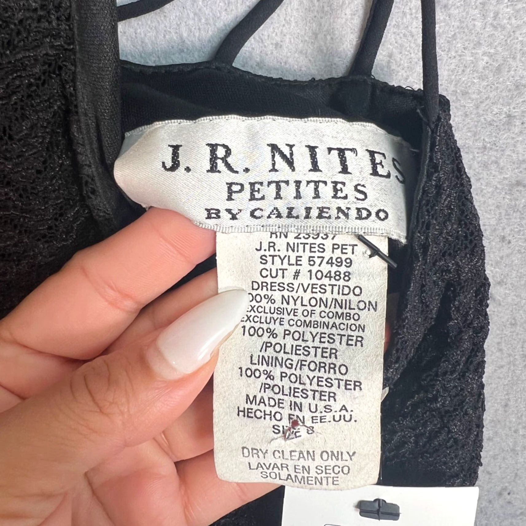 Vintage J.R. Nites Petites Black Size 8 Cocktail Dress Sheer Overlay Textured Bodice KnEe Length A-Line Sleeveless Adult Womens 8P Size M / US 6-8 / IT 42-44 - 4 Thumbnail
