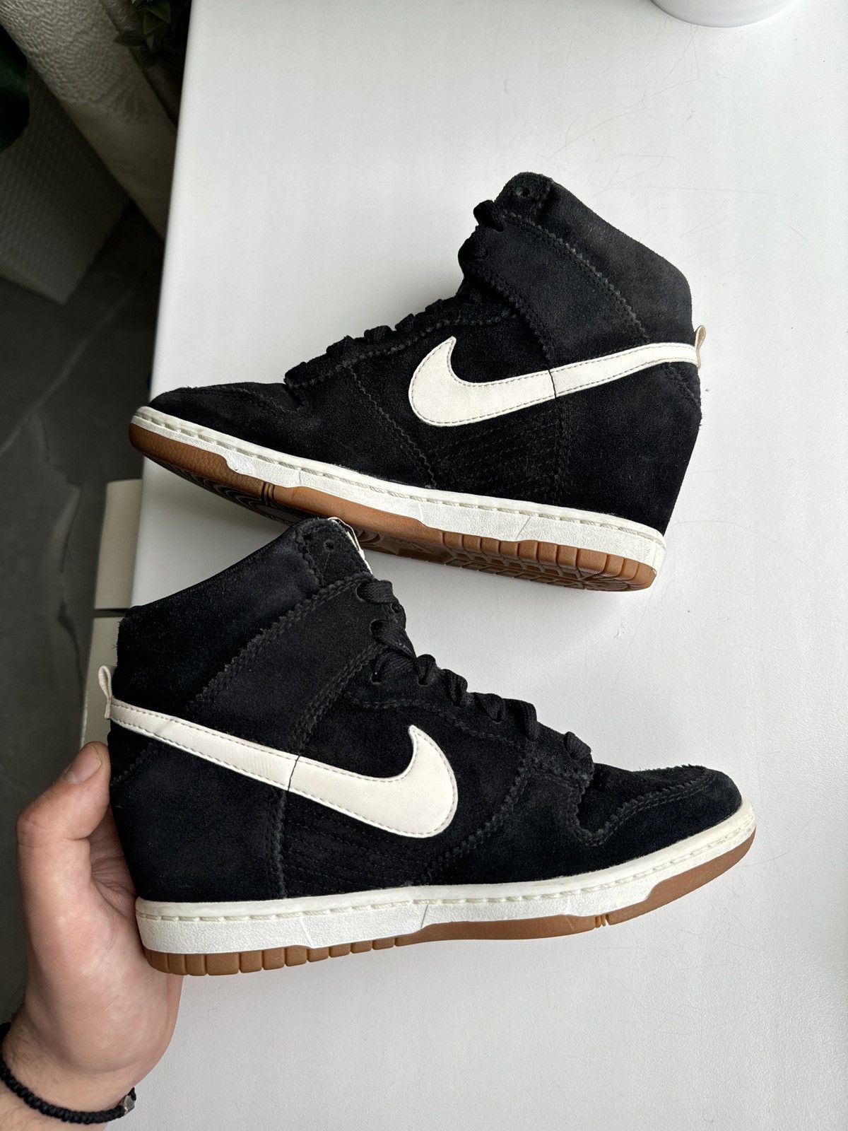 Nike Nike Dunk Sky Hi Hidden Wedge Sneakers Suede Black White Size US 6.5 / IT 36.5 - 9 Thumbnail