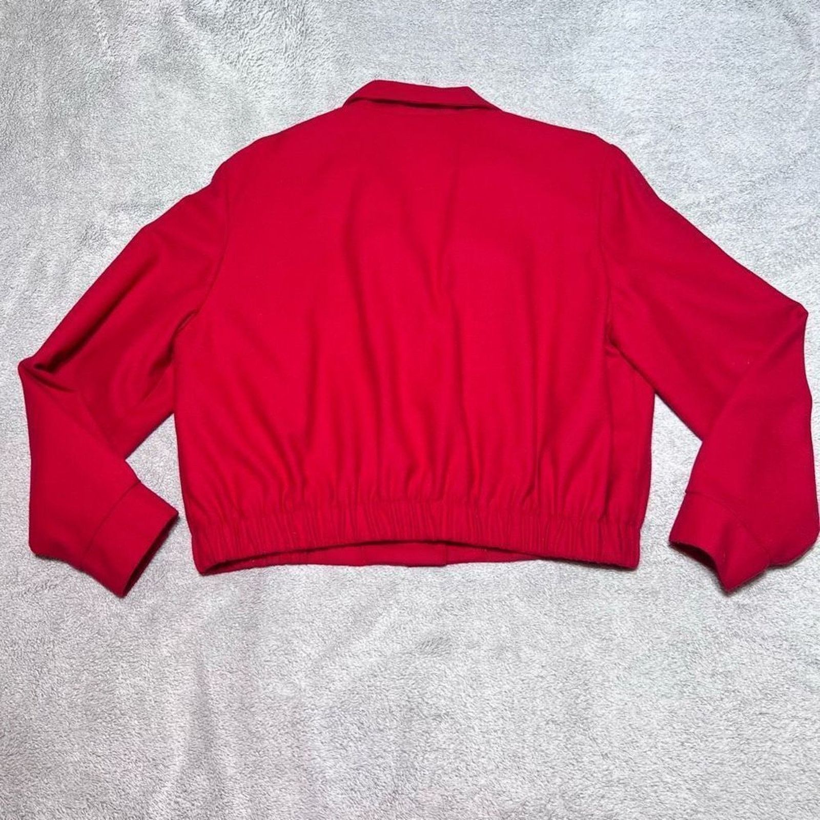 Bill Blass VTG bill blass Red Cropped Bomber Jacket Gold Buttons Size XL / US 12-14 / IT 48-50 - 2 Thumbnail