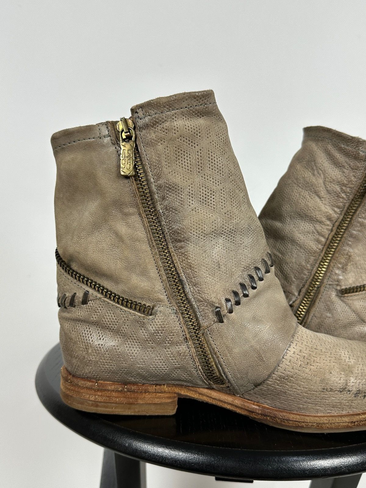 Other A.S.98. Airstep Leather Biker Zip Ankle Boots Size US 7 / IT 37 - 16 Thumbnail