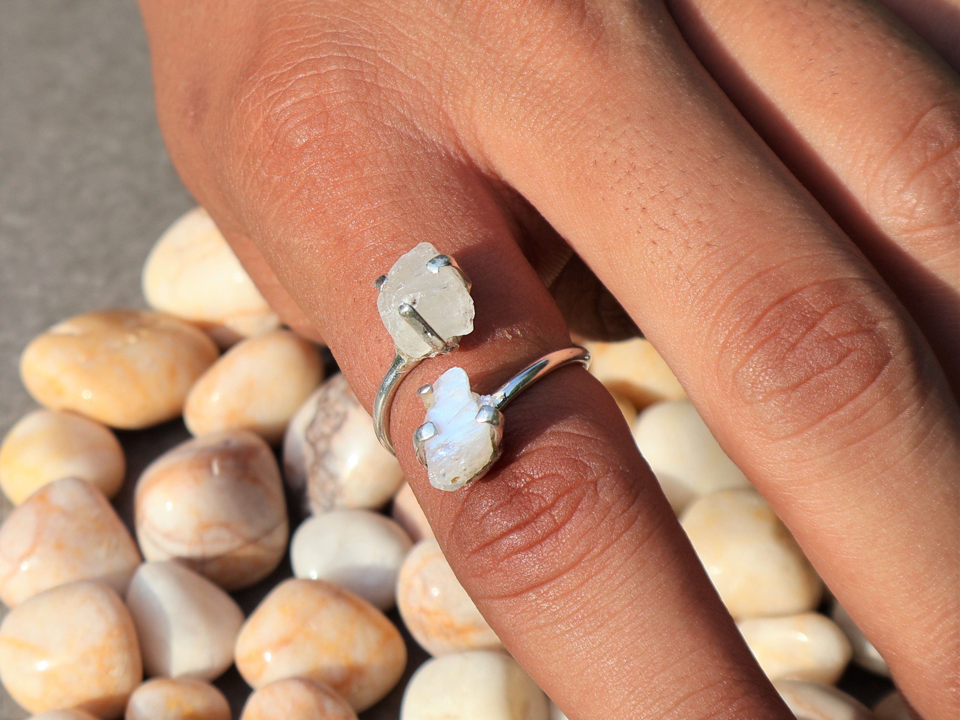 Handmade Raw Moonstone Ring, Handmade Ring, 925 Sterling Silver, Size ONE SIZE - 7 Thumbnail