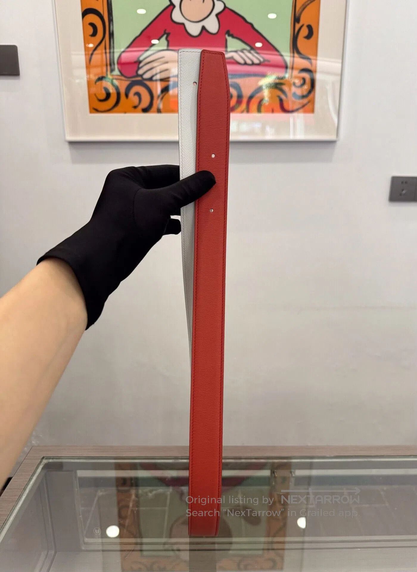 Hermes Hermes 3.2cm Red White Belt. Size ONE SIZE - 2 Thumbnail