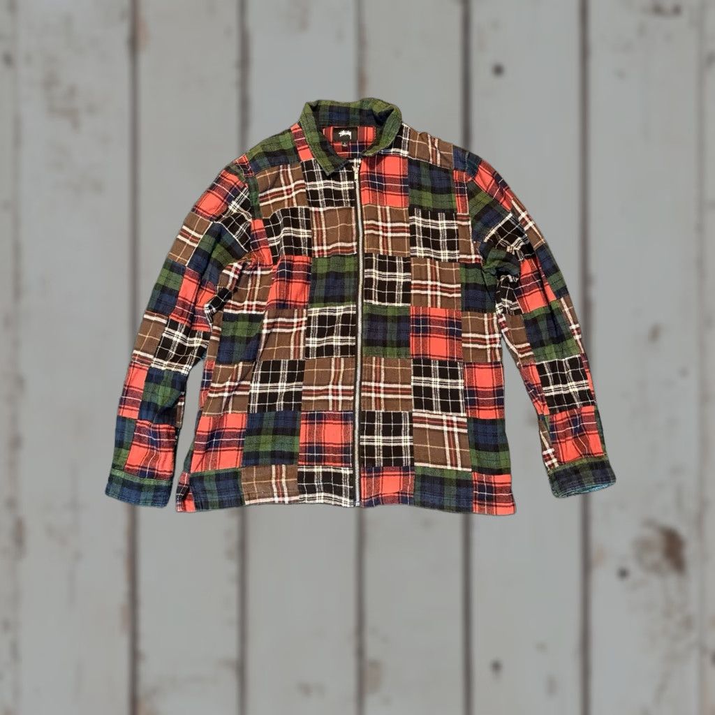 Vintage STUSSY PATCHWORK ZIP UP LS SHIRT Plaid L Men Long sleeve shirt Zip Front TV Genuine / 32143 Size US L / EU 52-54 / 3 - 1 Thumbnail
