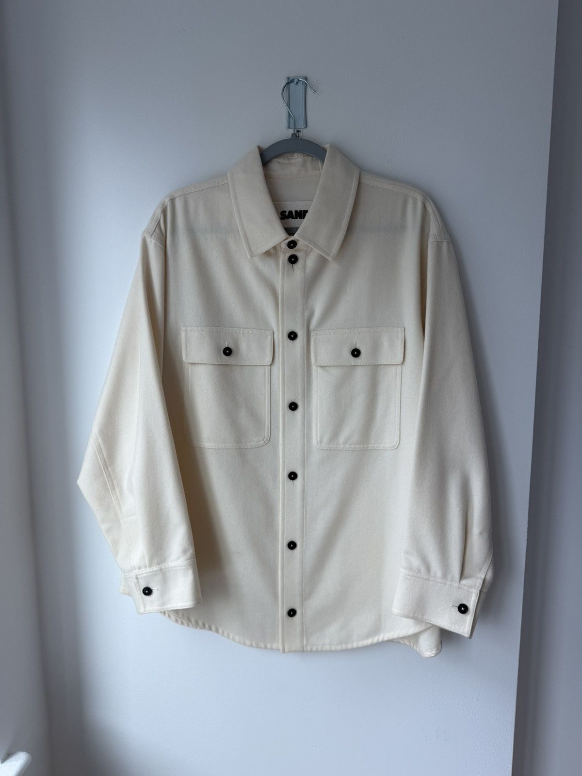 Jil Sander Jil Sander Cream Wool Shirt Size US L / EU 52-54 / 3 - 1 Thumbnail
