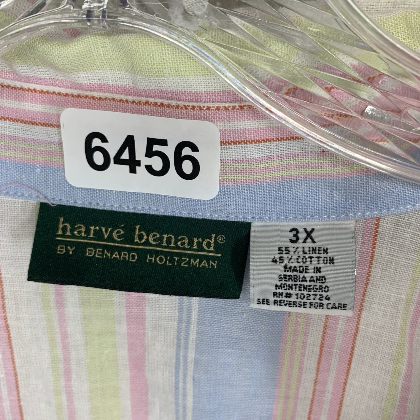 Vintage VINTAGE Harvé Benard Women's Linen Blend Button-Up Top Casual Travel Size 3X Pastel Striped Size XXL / US 16-18 / IT 52-54 - 4 Thumbnail