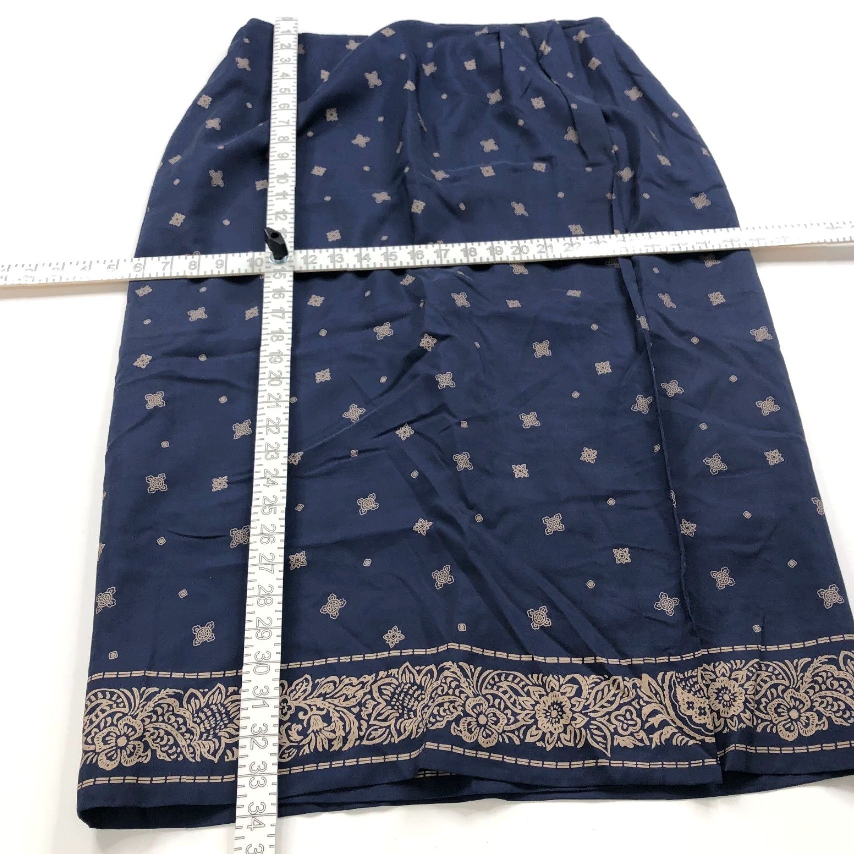 Vintage Chaus Skirt Midi Faux Wrap Zip Lined 18 34 In Blue Vintage VTG 100% Silk Geometric Pattern Lined Size 40" / US 18 - 3 Thumbnail