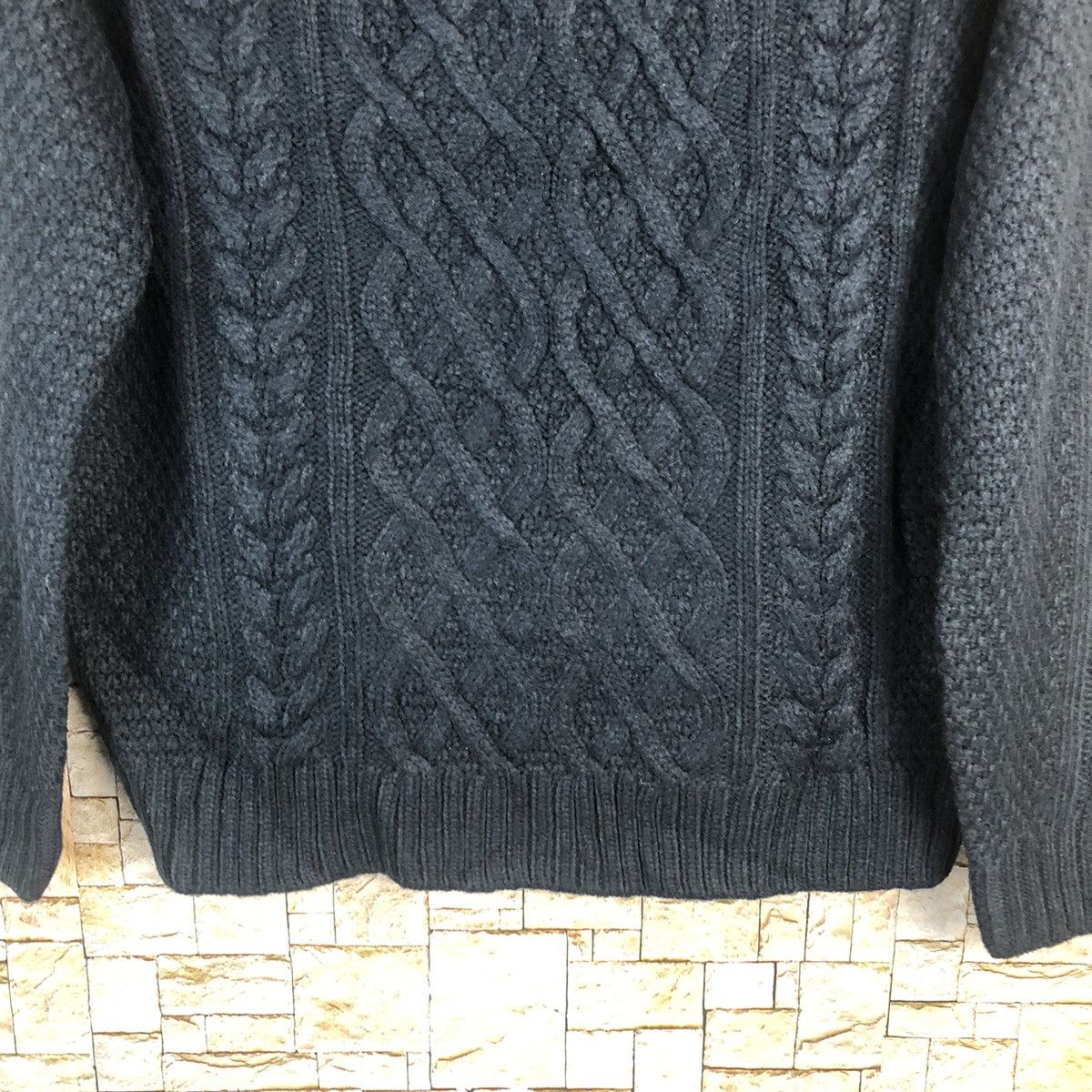Aran Isles Knitwear × GU GU Dark Blue aran isle cable Knitwear #A762 Size S / US 4 / IT 40 - 6 Thumbnail