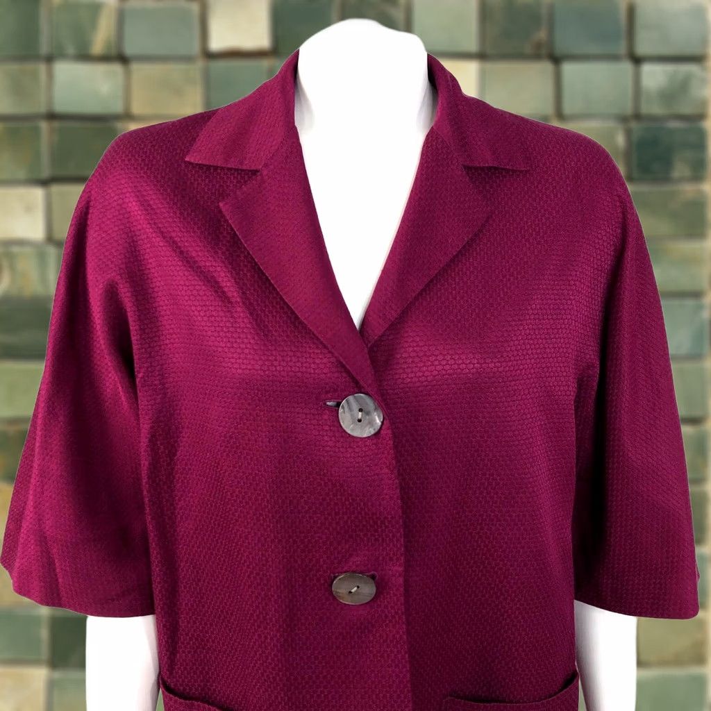J. Jill J.Jill Blazer Silk Blend Two Button Office Jacket Red Purple / Women / Blazer / M / Regular / Button / Solid / Dressy / Business / Formal / Workwear Size M / US 6-8 / IT 42-44 - 1 Thumbnail