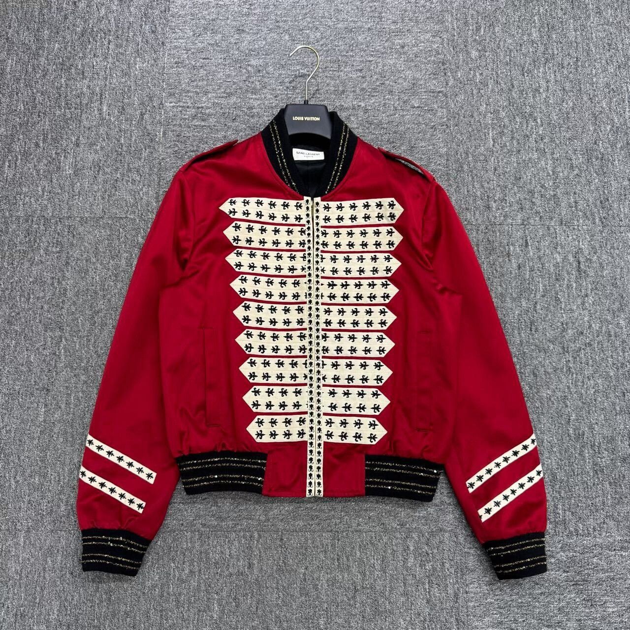 Yves Saint Laurent red embroidered pilot jacket by saint laurent. Size US L / EU 52-54 / 3 - 1 Thumbnail