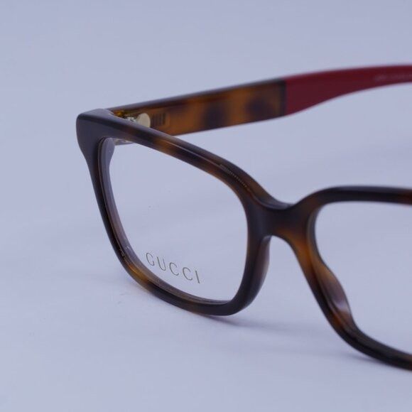 Gucci Gucci GG0168O 004 Eyeglasses Havana 53mm Rectangle Frame Size ONE SIZE - 3 Thumbnail