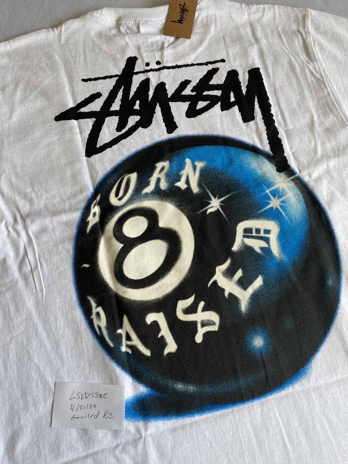 Born X Raised × Stussy BORN X RAISED + STÜSSY 8 BALL TEE WHITE  