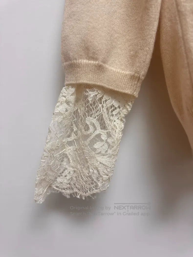 Brunello Cucinelli Brunello Cucinelli Beige Cashmere Lace Sleeve Sweater Size M / US 6-8 / IT 42-44 - 5 Thumbnail