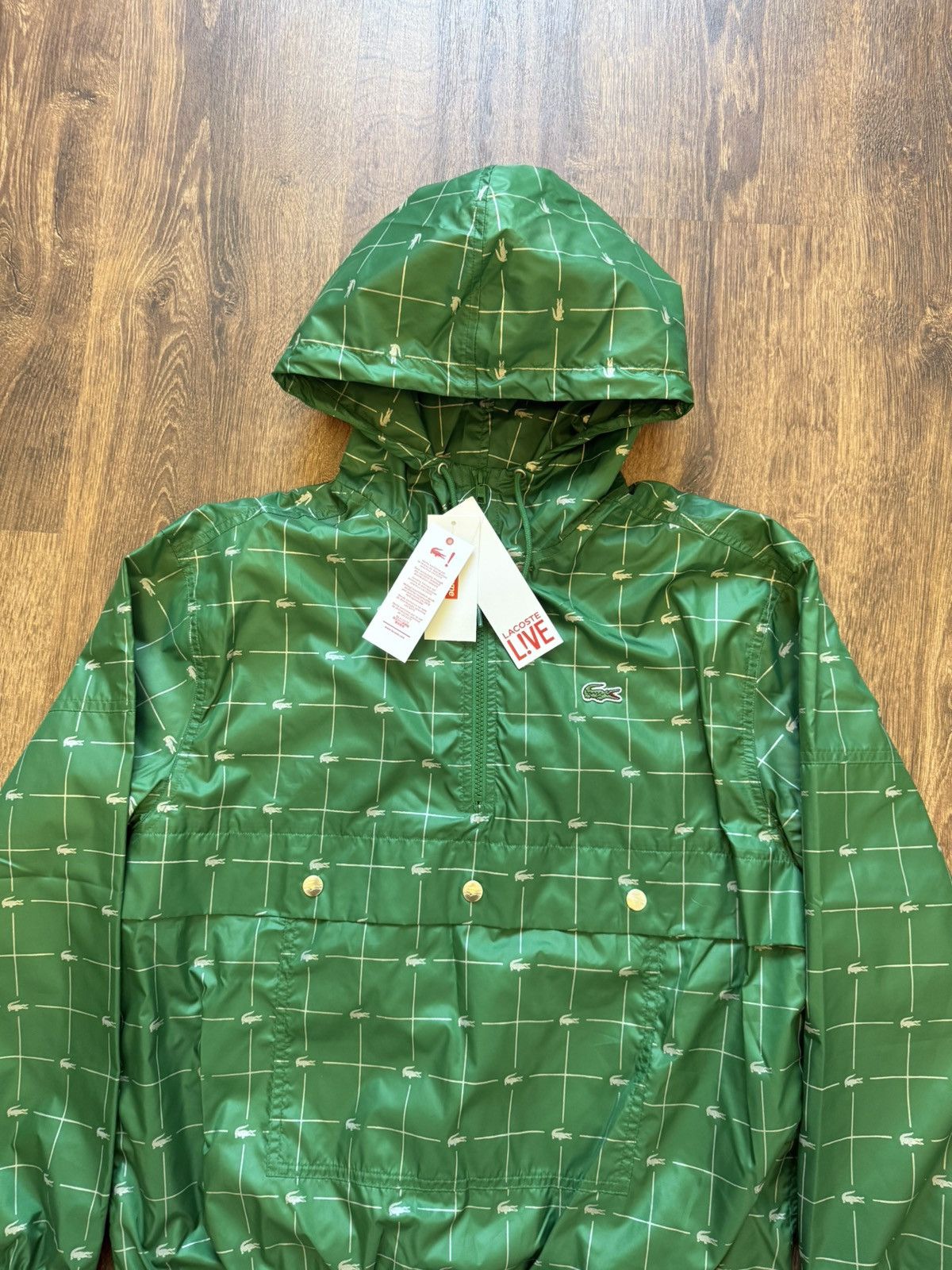 Lacoste × Supreme SS18 Supreme x Lacoste Reflective Grid Nylon Anorak Green Size US S / EU 44-46 / 1 - 10 Thumbnail
