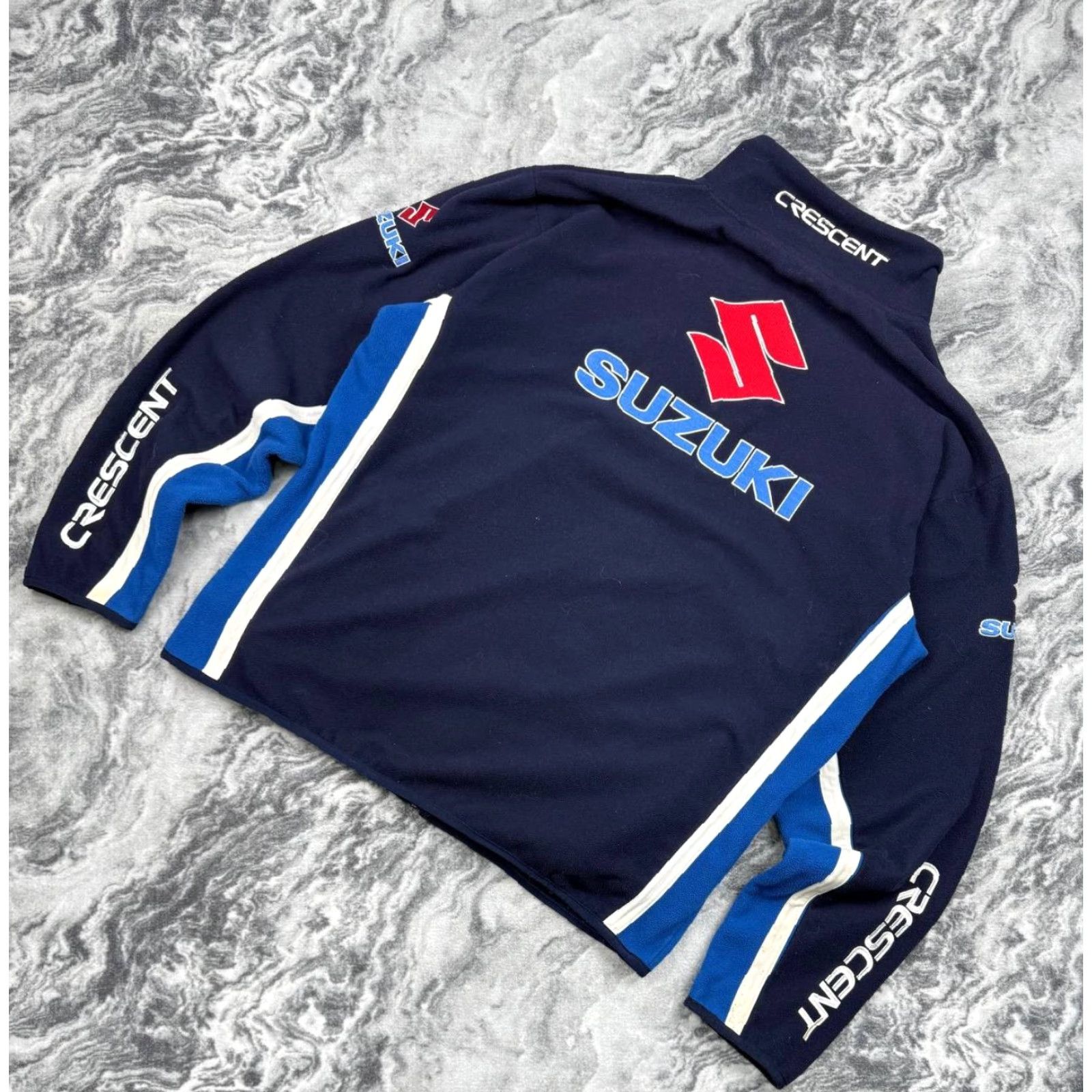 Vintage VINTAGE Suzuki Racing Fleece Jacket 90s Big Logo Men XL Blue Jacket Size US XL / EU 56 / 4 - 2 Thumbnail