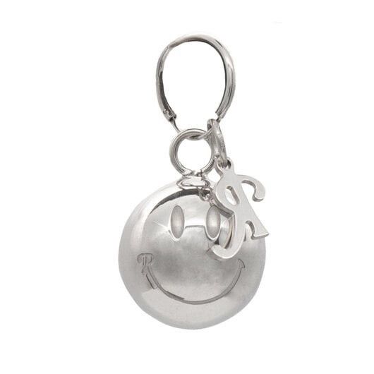 image of Bnwb Raf Simons Smiley Face Ball Earring in Silver, Men's