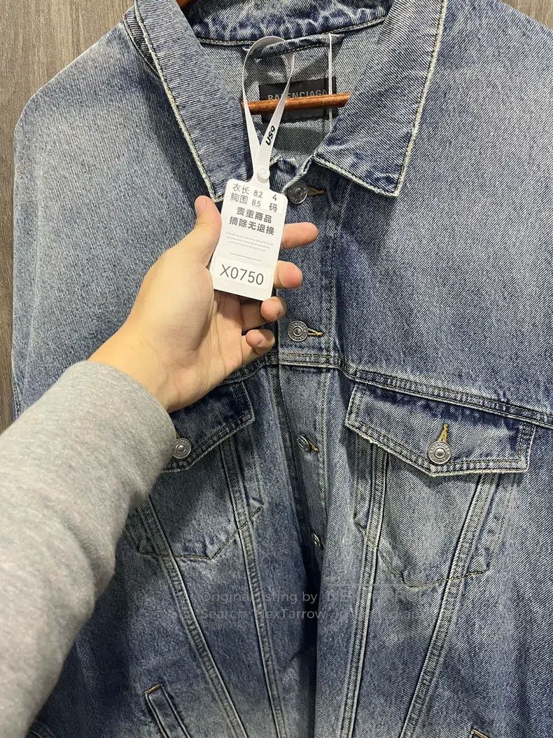 Balenciaga Balenciaga Back tape logo print denim jacket Size US XL / EU 56 / 4 - 8 Thumbnail