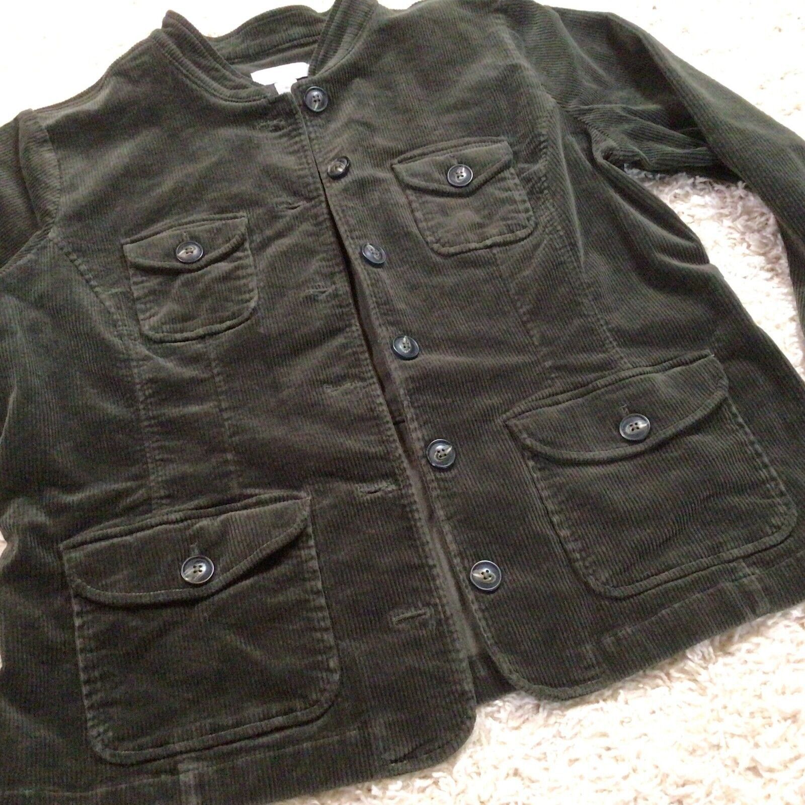 The Unbranded Brand Christopher Banks Green Corduroy XL Button Up Jacket Shirt Size XL / US 12-14 / IT 48-50 - 3 Thumbnail