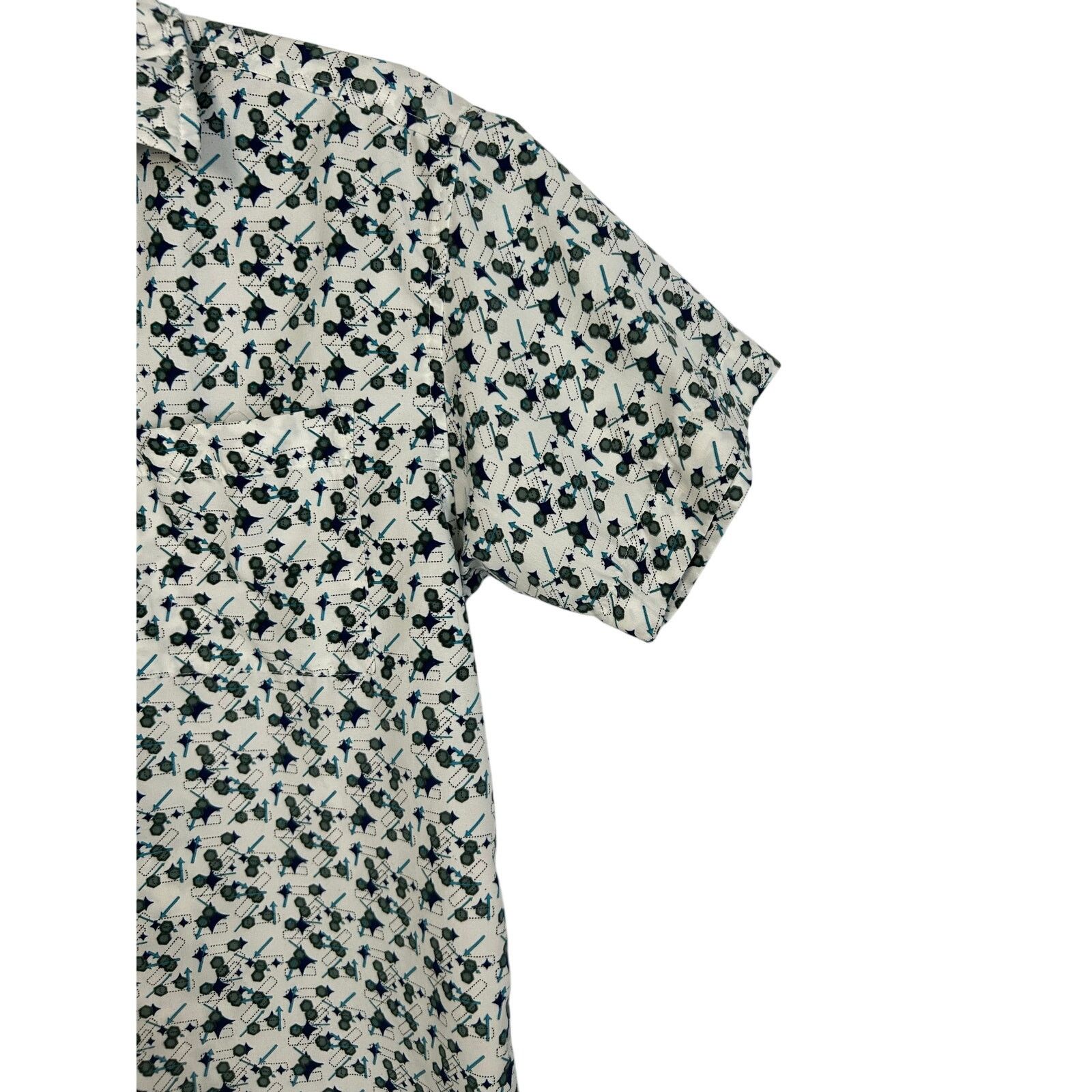 Vintage VTG Address Unknown White Teal S Atomic Retro 90s Mod Button Size US S / EU 44-46 / 1 - 12 Thumbnail