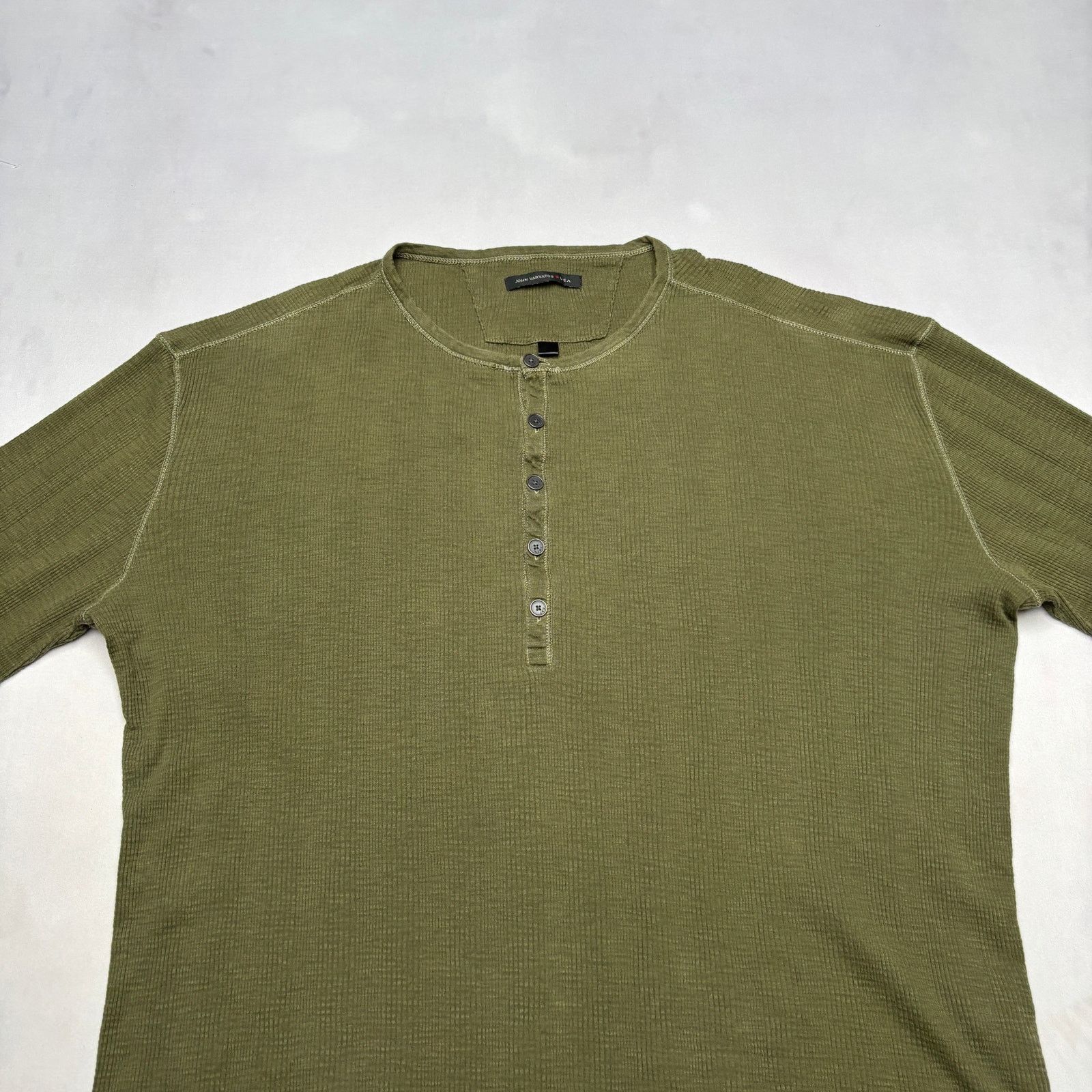 John Varvatos John Varvatos Star USA Thermal Waffle Henley Shirt Men's XL Size US XL / EU 56 / 4 - 2 Thumbnail