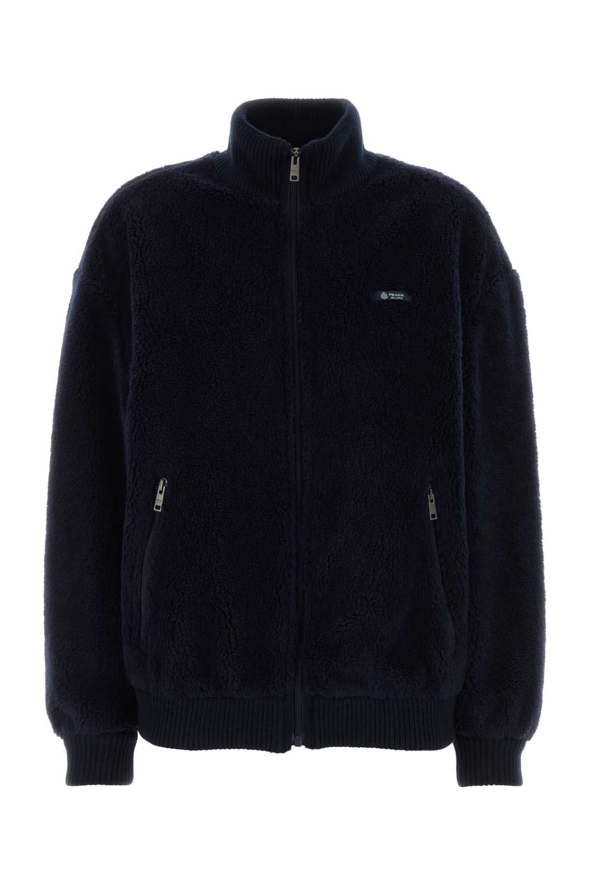 Prada Dark Blue Pile Bomber Jacket Size S / US 4 / IT 40 - 1 Thumbnail