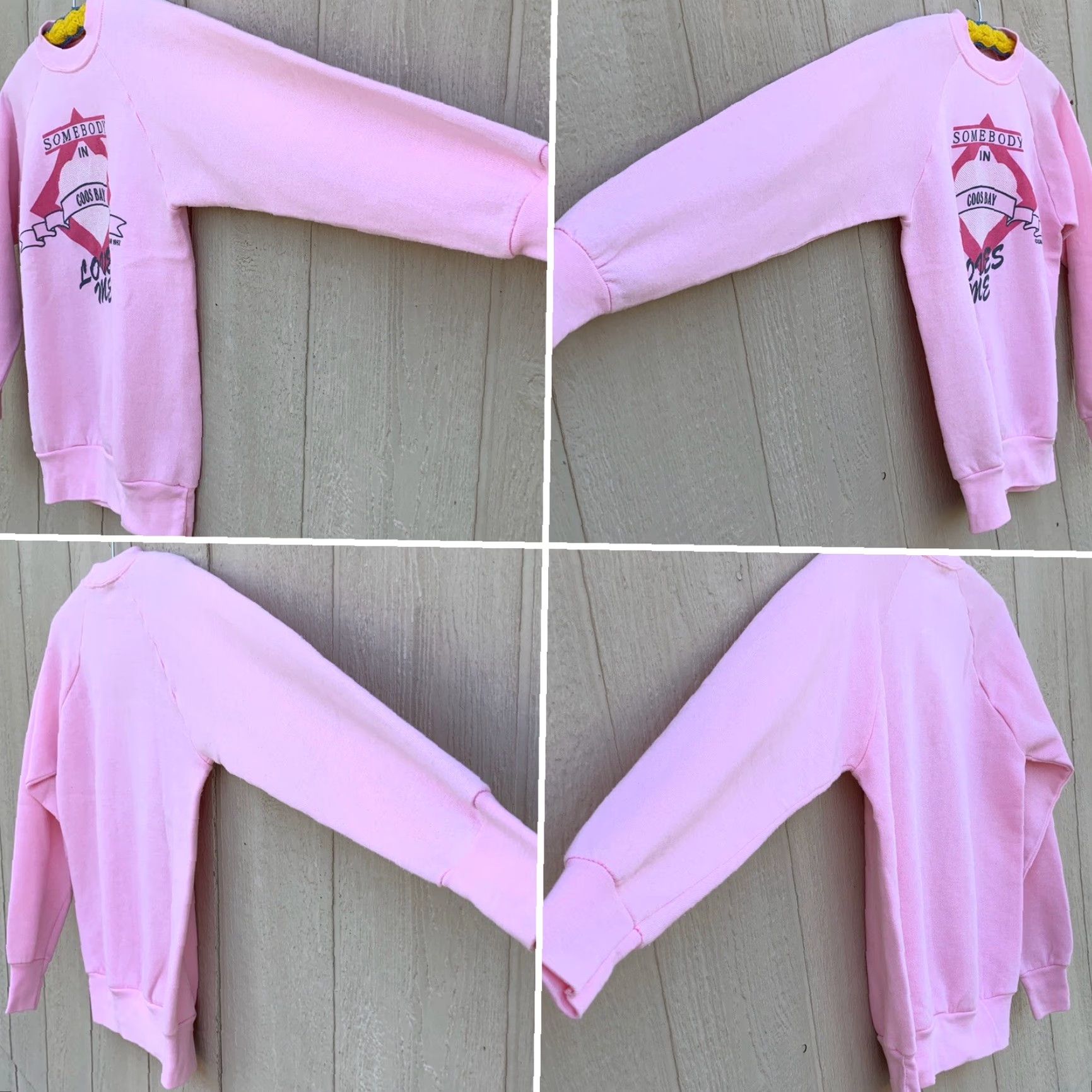 Vintage VINTAGE Somebody In Coos Bay Loves Me Sweatshirt Pink c Lingo 1987 M Pro Knit Raglan 80s Oregon United States Shirt Mens Size M / US 6-8 / IT 42-44 - 2 Thumbnail