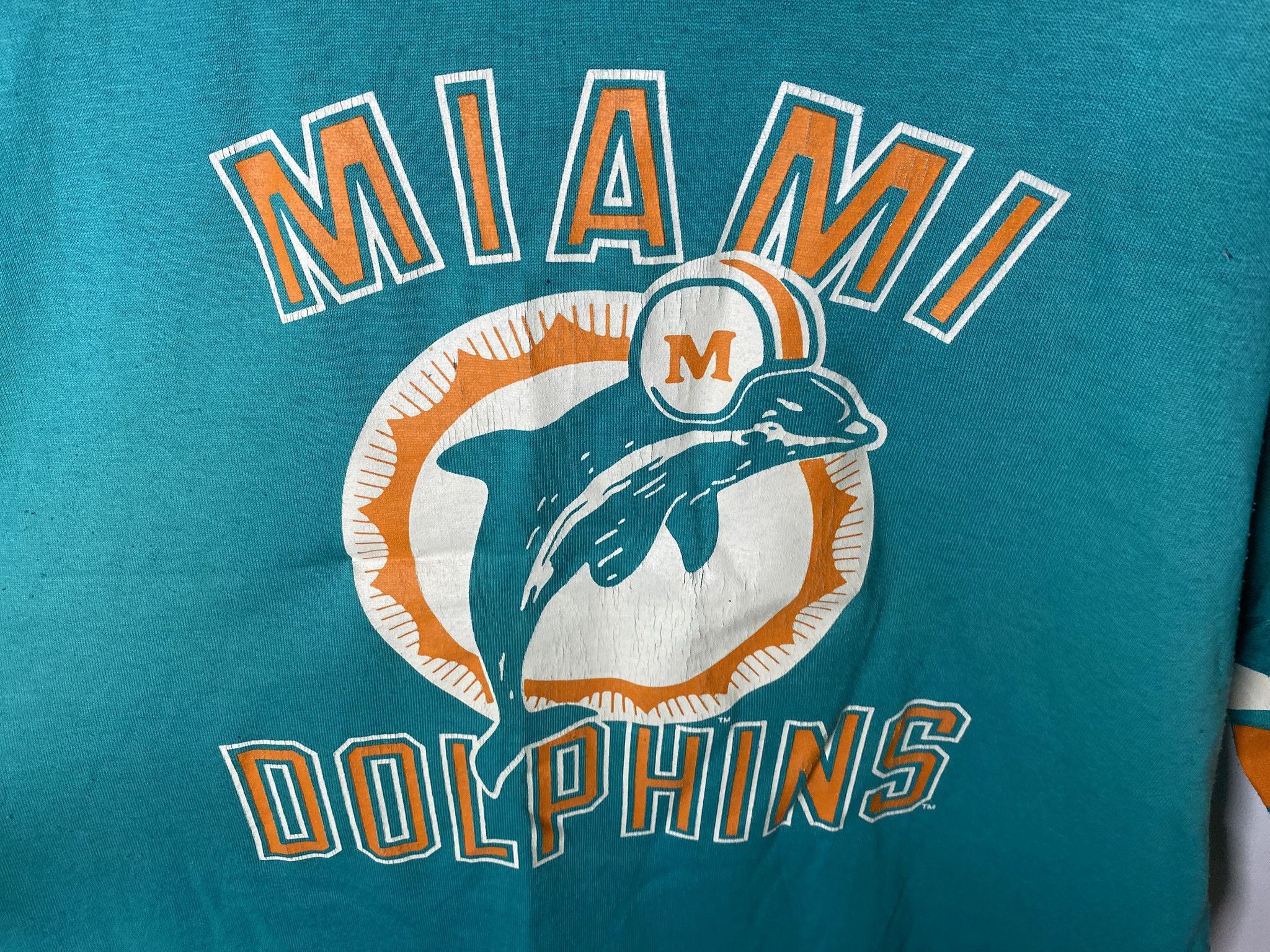 NFL VINTAGE 80s MIAMI DOLPHINS NFL FOOTBALL SHIRT JERSEY Size US L / EU 52-54 / 3 - 3 Thumbnail