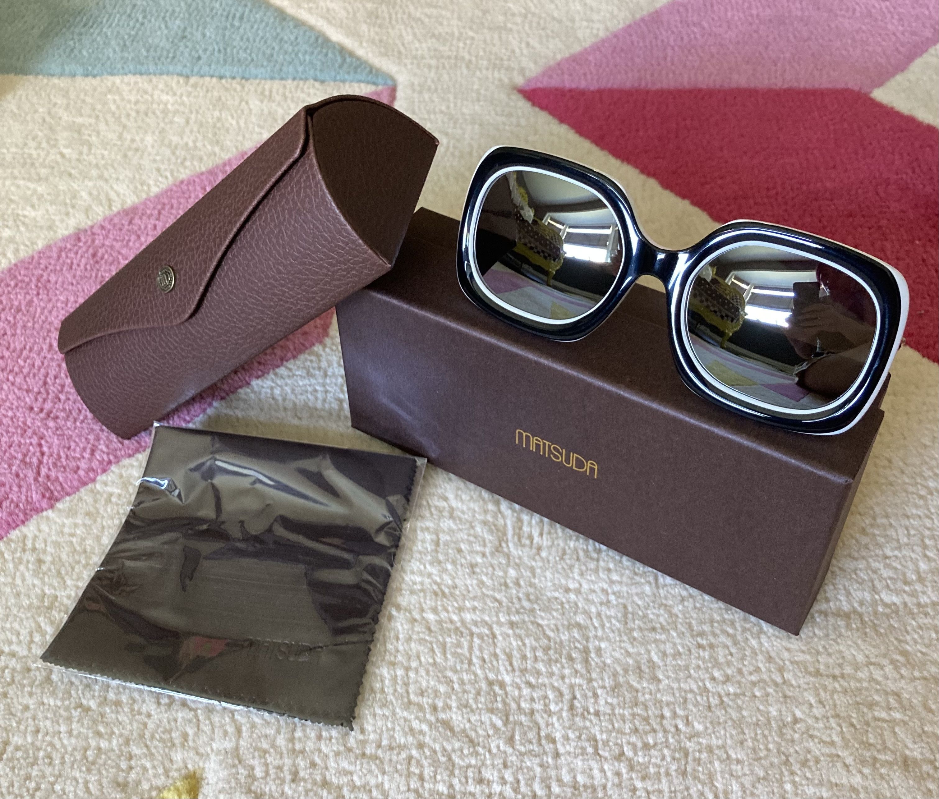 Matsuda Matsuda Japan M2035 Black White Square Sunglasses Retro 60s Size ONE SIZE - 1 Thumbnail