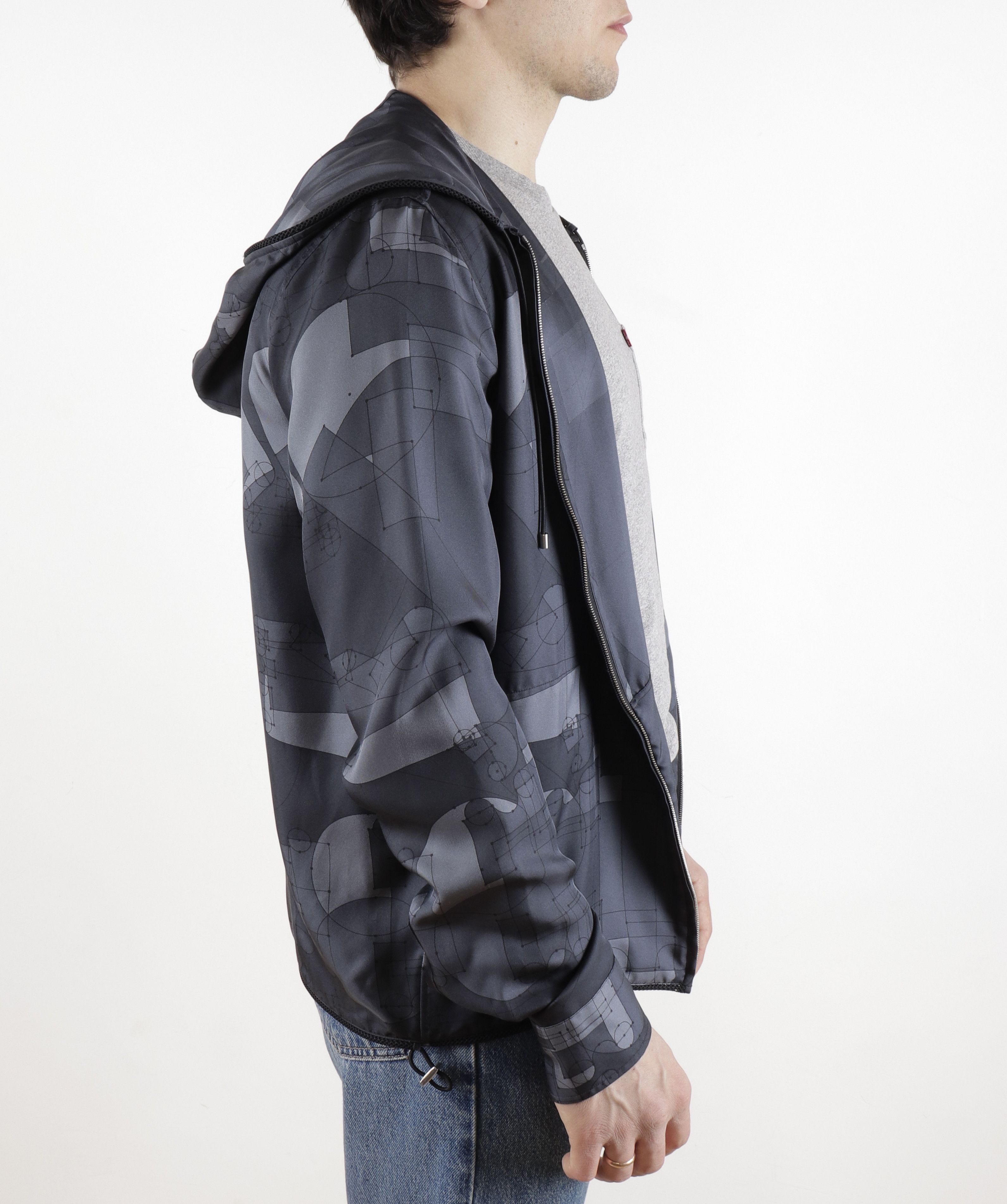 Hermes Hermes Silk Grey Geometric Print Hooded Light Jacket Size US M / EU 48-50 / 2 - 15 Thumbnail